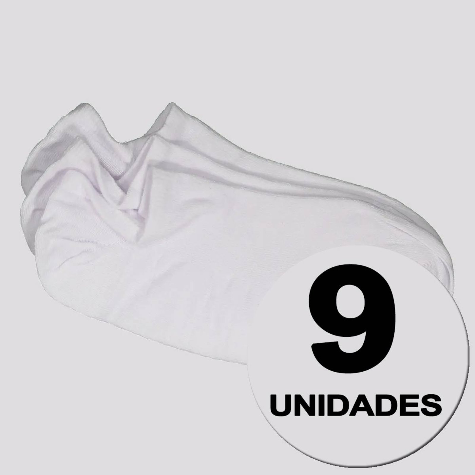 Vista 2 Kit Meia Selene Sapatilha 9 Pares Branca e Bege branco SELENE branco