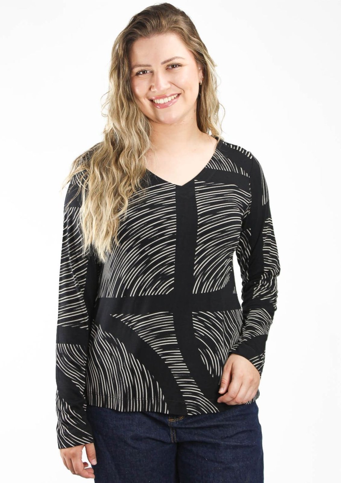 Blusa Pau a Pique Estampada Preto BEGE – P Pau a Pique