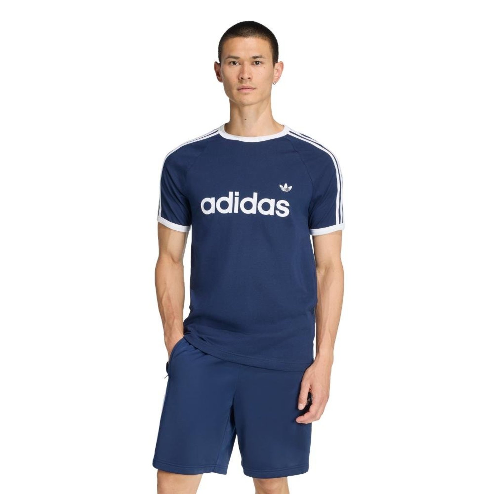 Camiseta Slim Ringer Três Listras Azul