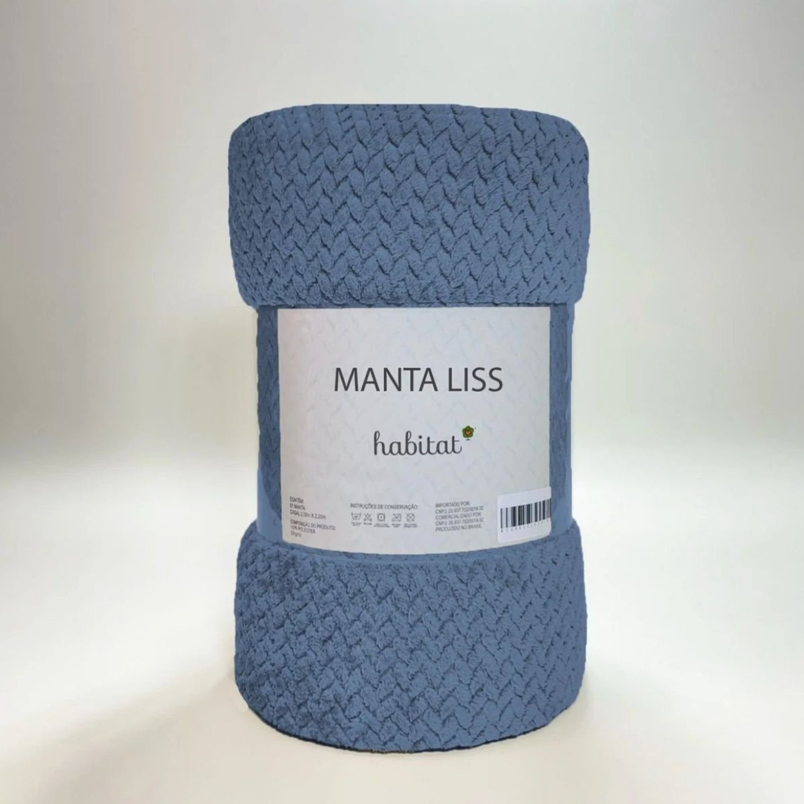 Manta Queen Trançada Microfibra Inverno Macia Liss Oceano Azul