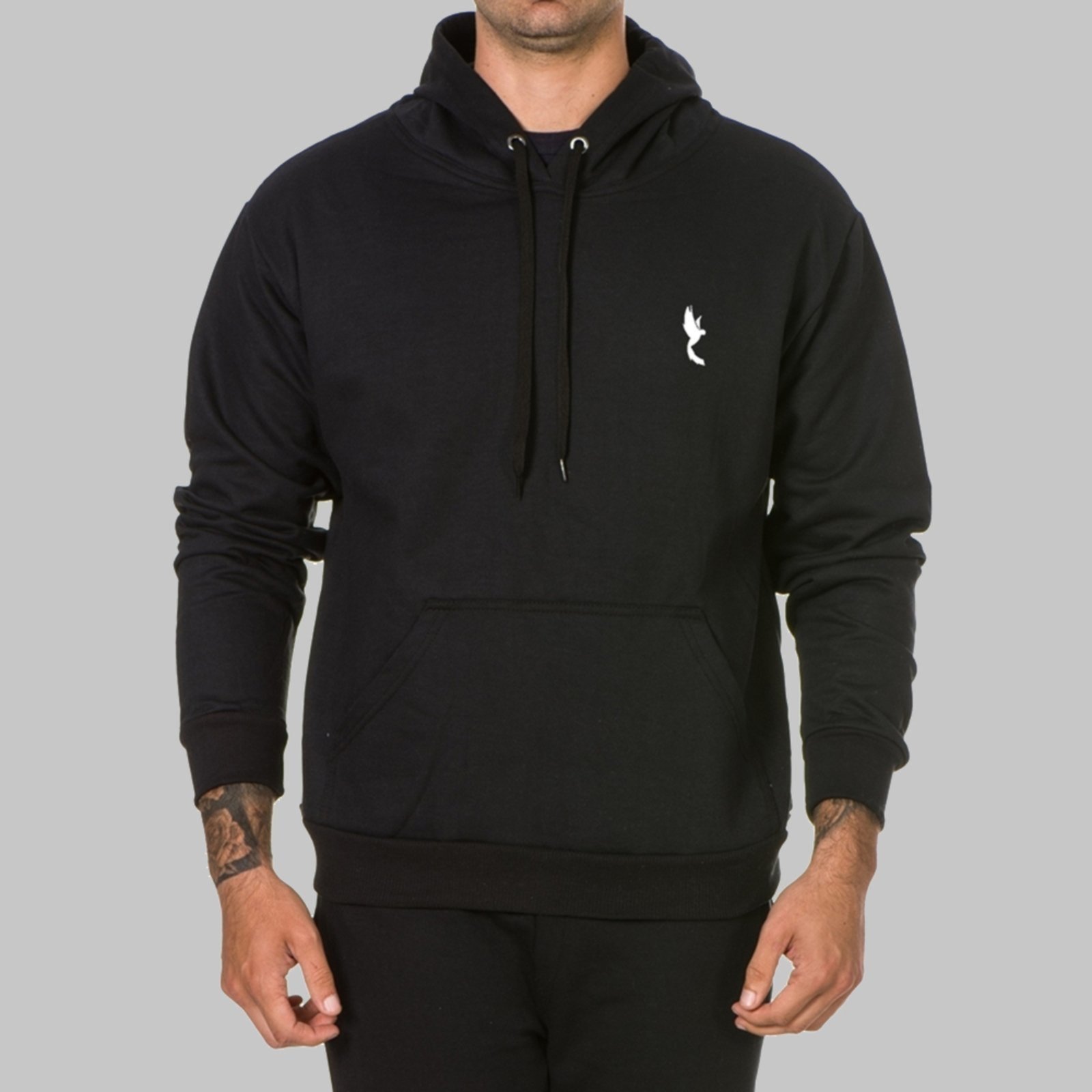 Blusa Moletom Inverno Polo Blu Com Capuz e Bolso Canguru Preto