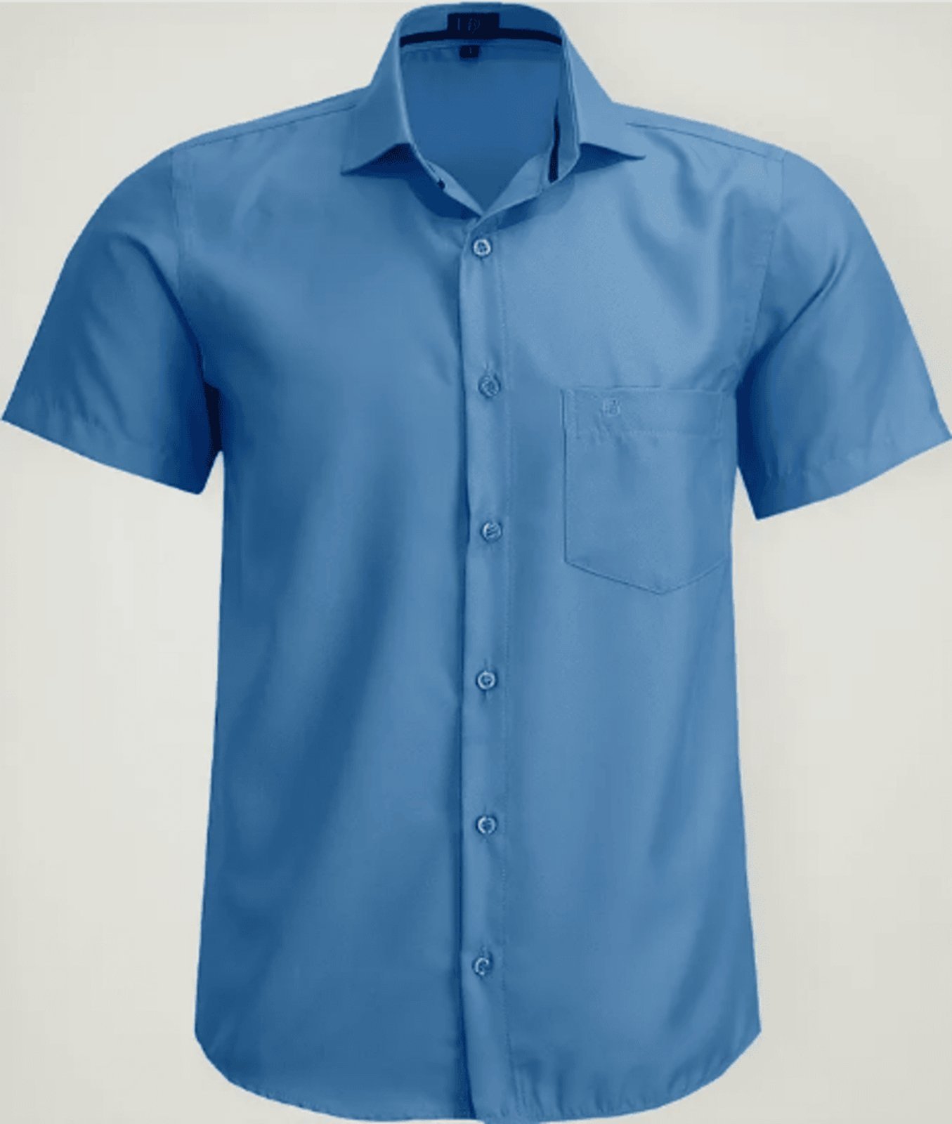 Camisa Social LBL Comfort Lynd Poliéster Macia Passa fácil Com Bolso Manga Curta Azul