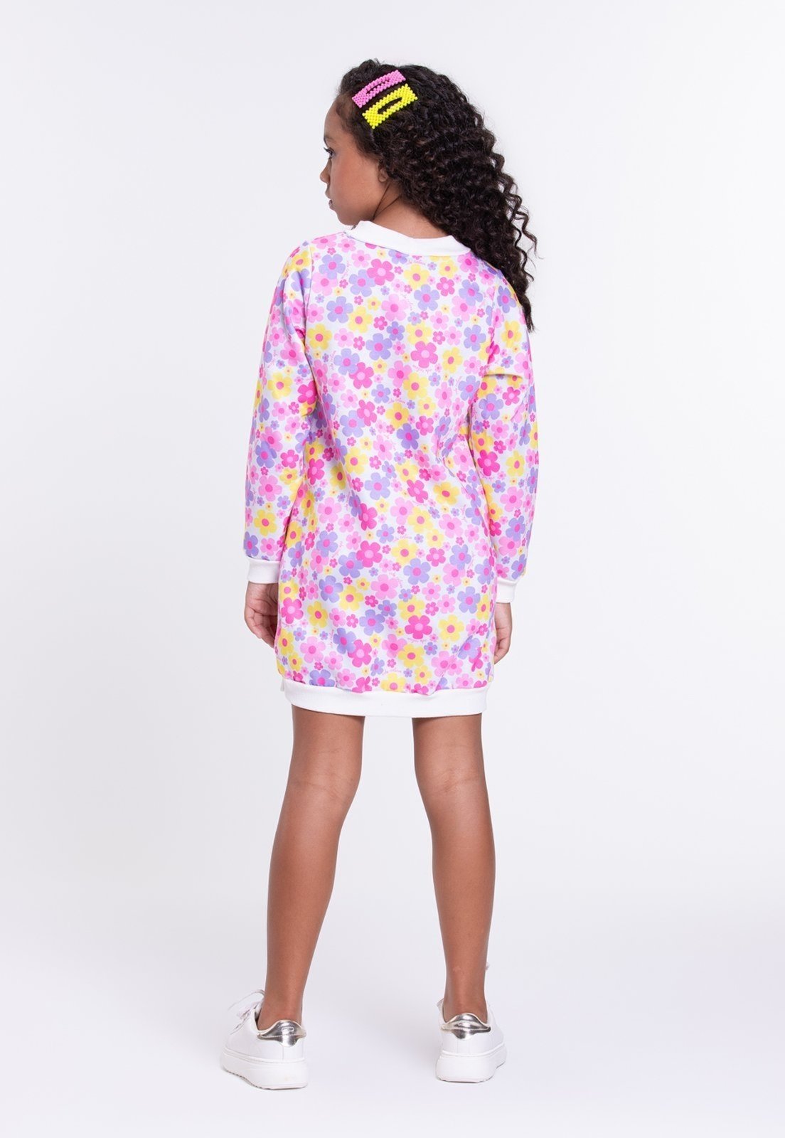 Vista 3 Infantil - Vestido Sublimado Flowers VIDA COSTEIRA lilás VIDA COSTEIRA lilás
