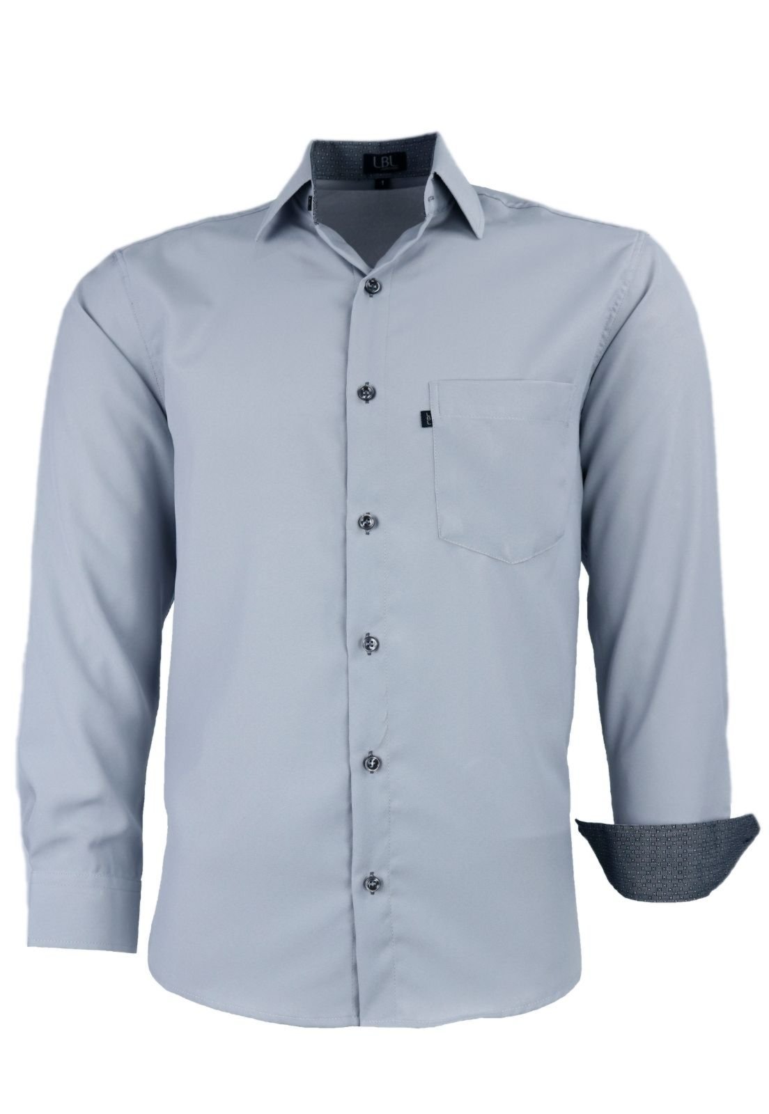 Camisa Manga Longa Lbl Classica Poliester Prata 1672