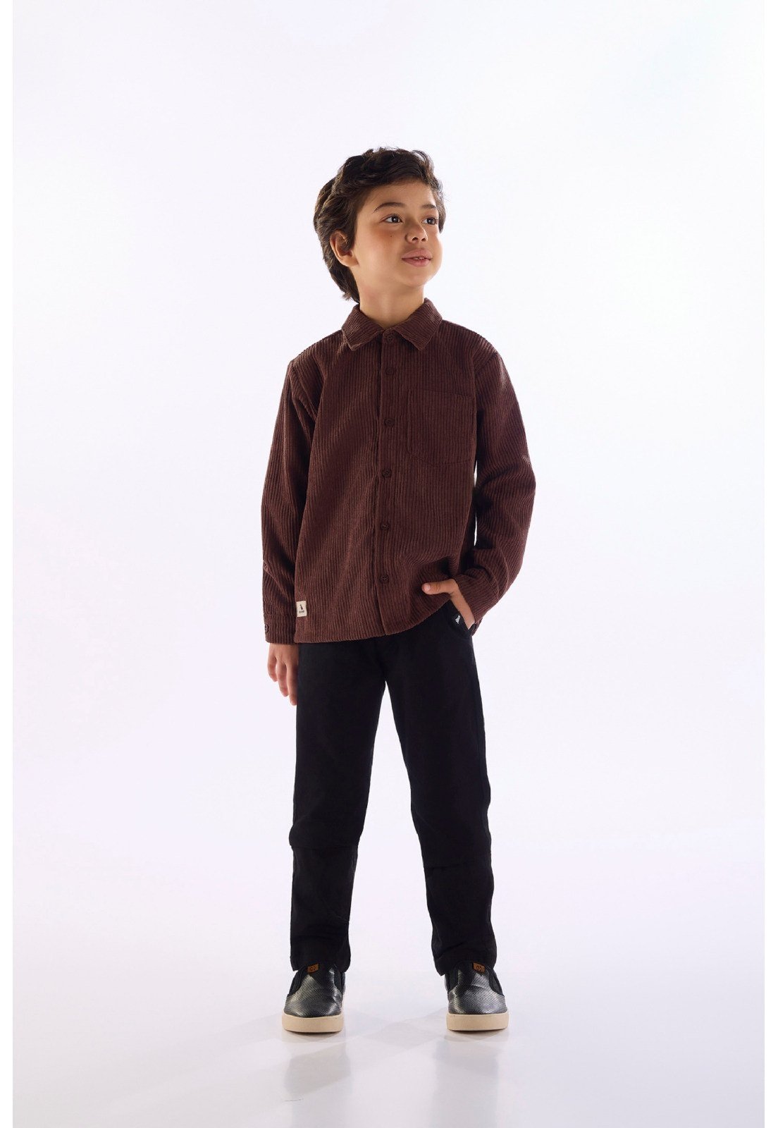 Infantil - Camisa para Menino Cotelê Quimby Bege