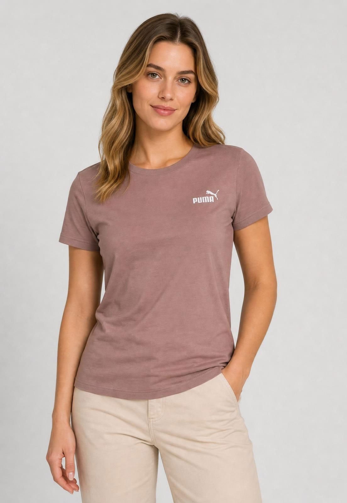 Camiseta Feminina Puma Small Logo Rosa