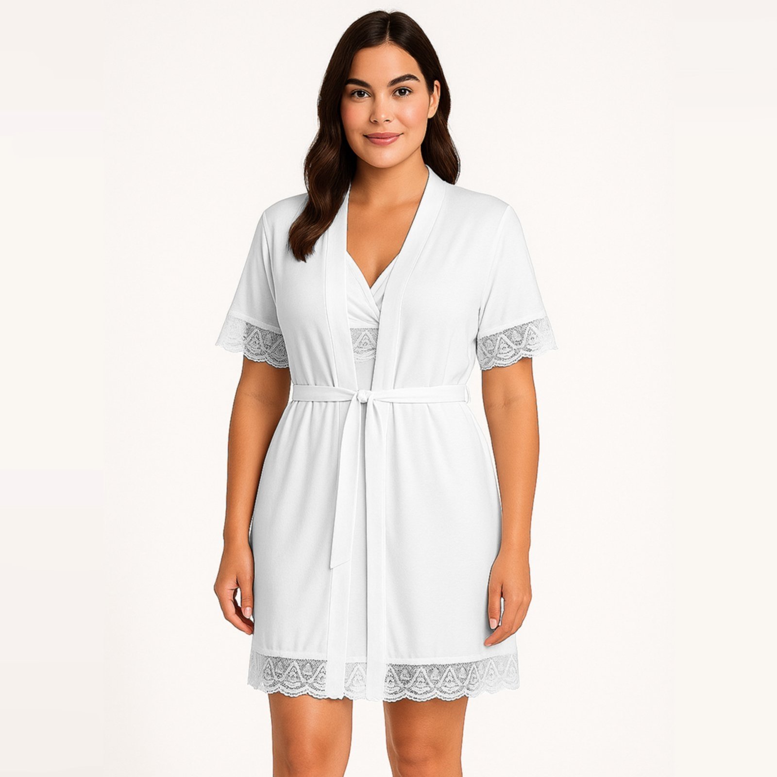 Robe Gabi Lingerie Detalhes Em Renda Noite Sensual Lingerie Confortável Branco
