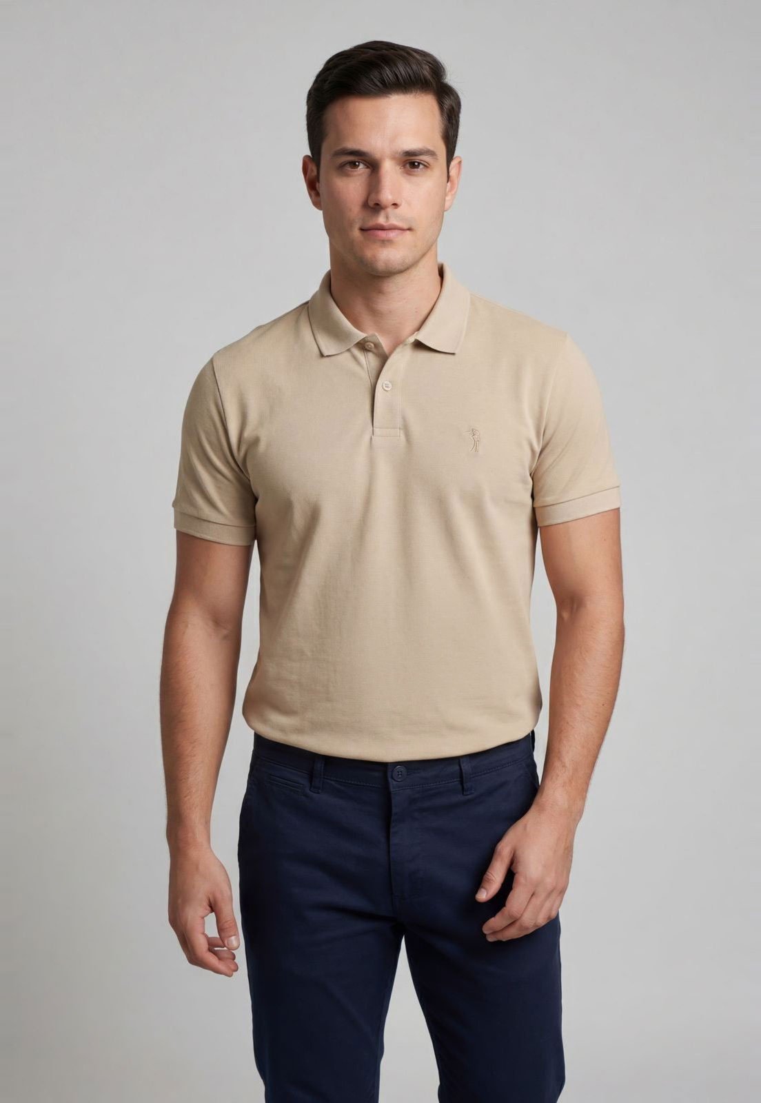Polo Masculina Aleatory Gola Polo Bege