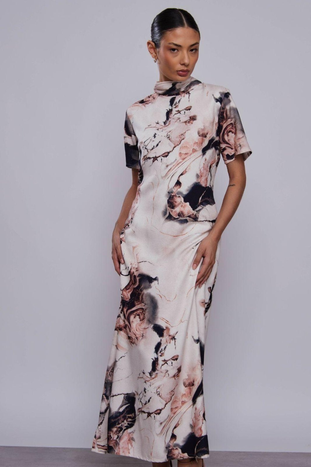 Vestido Rubinella Gola Alta Mármore Unica