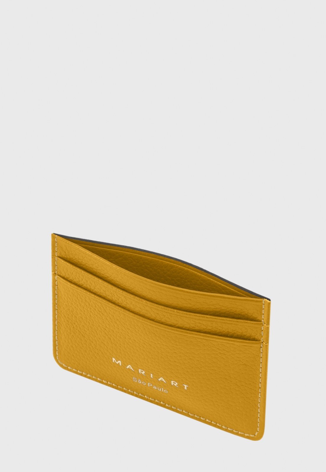 Vista 3 Porta-Cartão Couro Mariart Babaçu Açafrão Mariart amarelo
