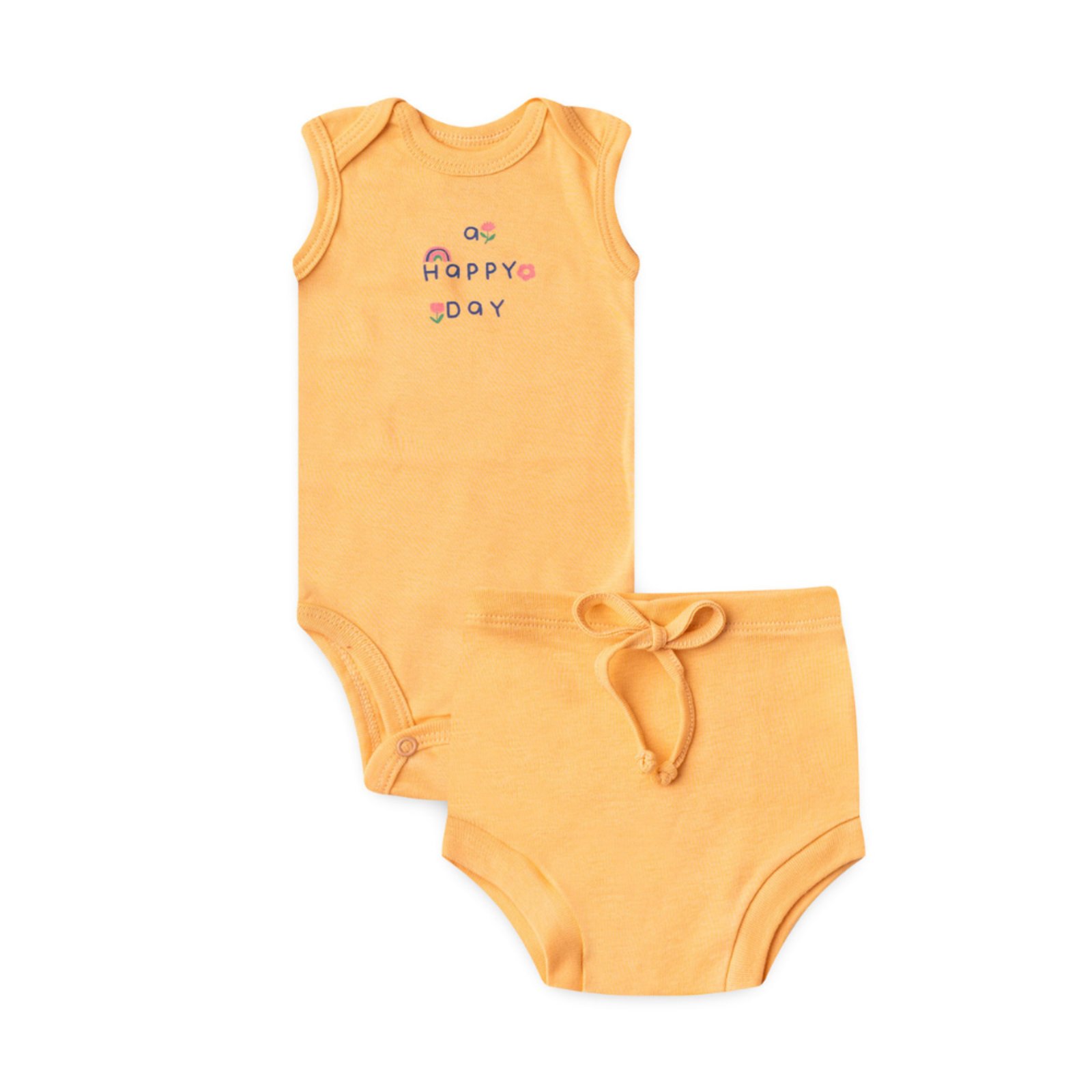 Infantil - Conjunto Body Regata e Tapa Fralda do Papai Laranja Magnólia Happy Day