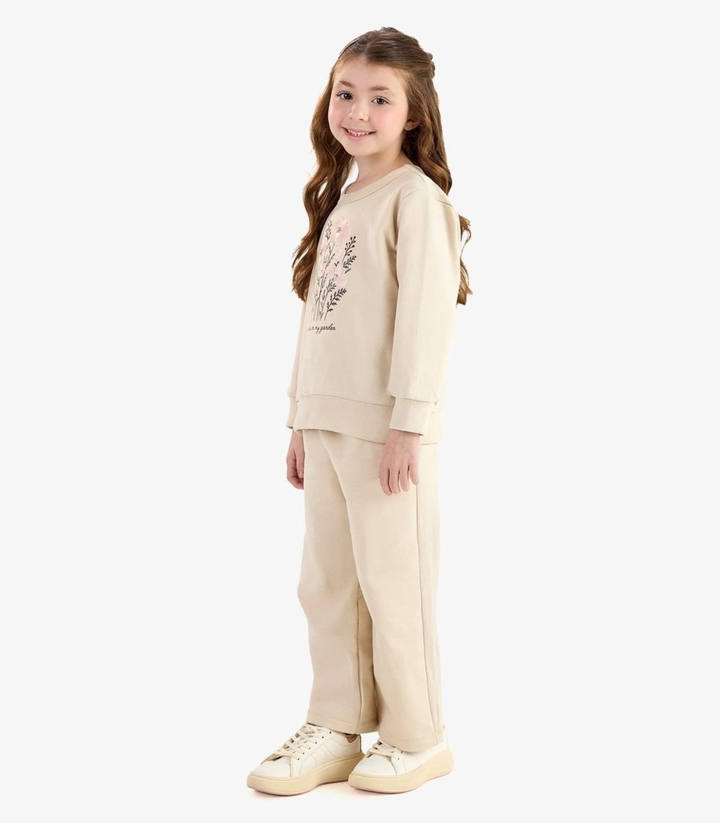 Infantil - Conjunto Blusão Com Calça Wide Moletom Rovi Bege