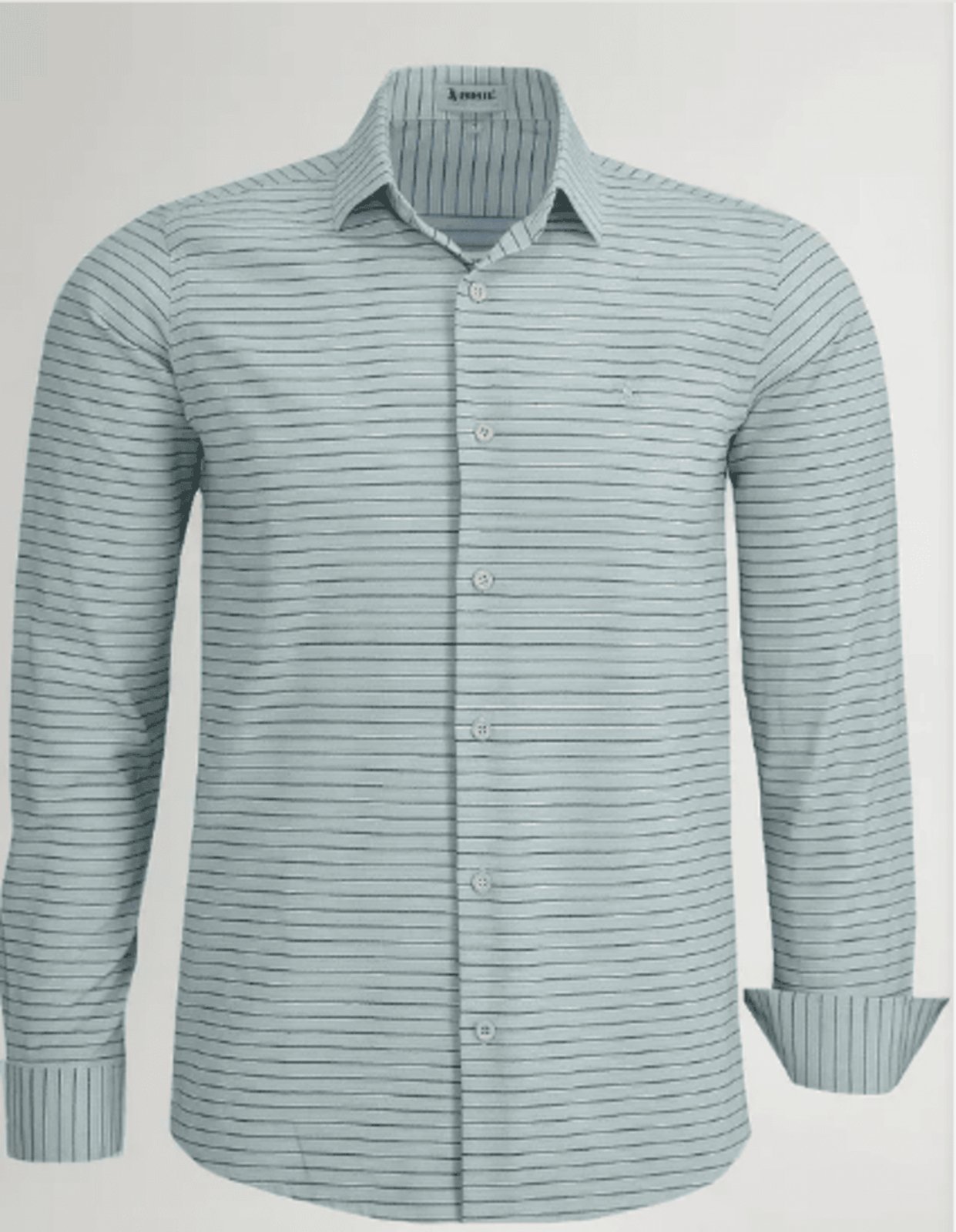 Camisa Social Amil Listrada Andor Algodão Fácil de Passar Macia M/Longa Luxo Prata