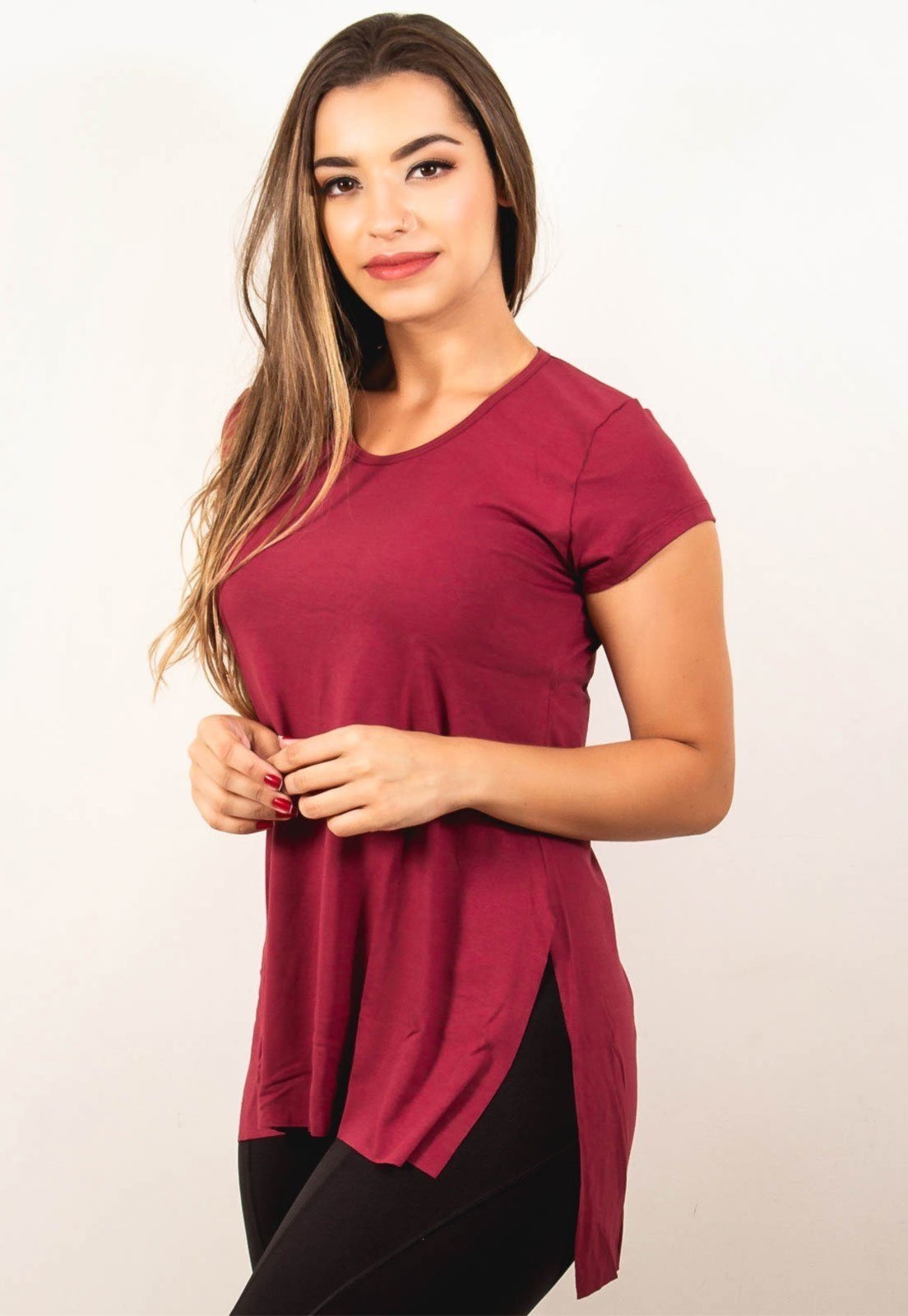 Blusa Vekyo Fitness Tapa Bumbum Longa Ju Vinho
