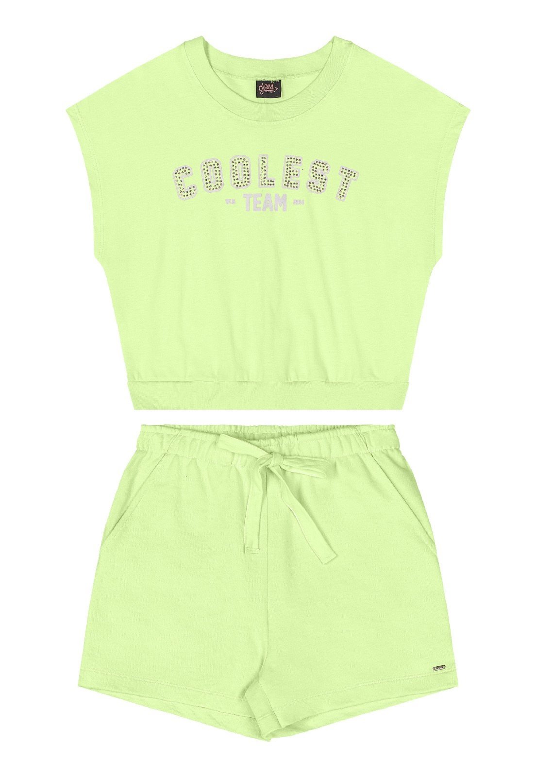 Vista 3 Infantil - Conjunto Blusa Short Moletom Gloss preto Gloss preto