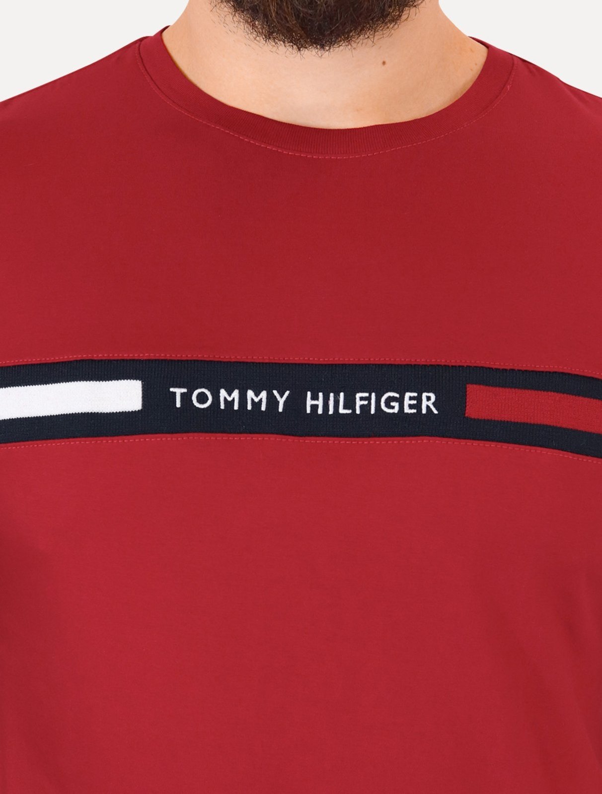 Vista 3 Camiseta Tommy Hilfiger Masculina Chest Insert Logo Vermelha Escuro vermelho Tommy Hilfiger vermelho