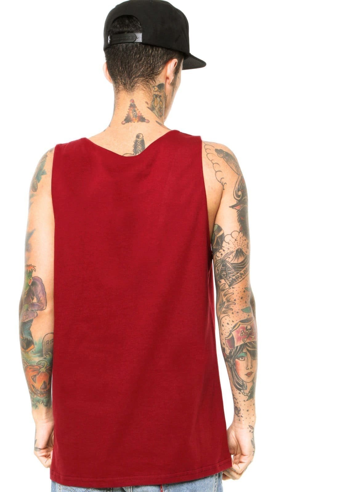 Vista 3 Camiseta Regata Vermelha Básica Di Nuevo 100% Algodão vermelho Di Nuevo vermelho