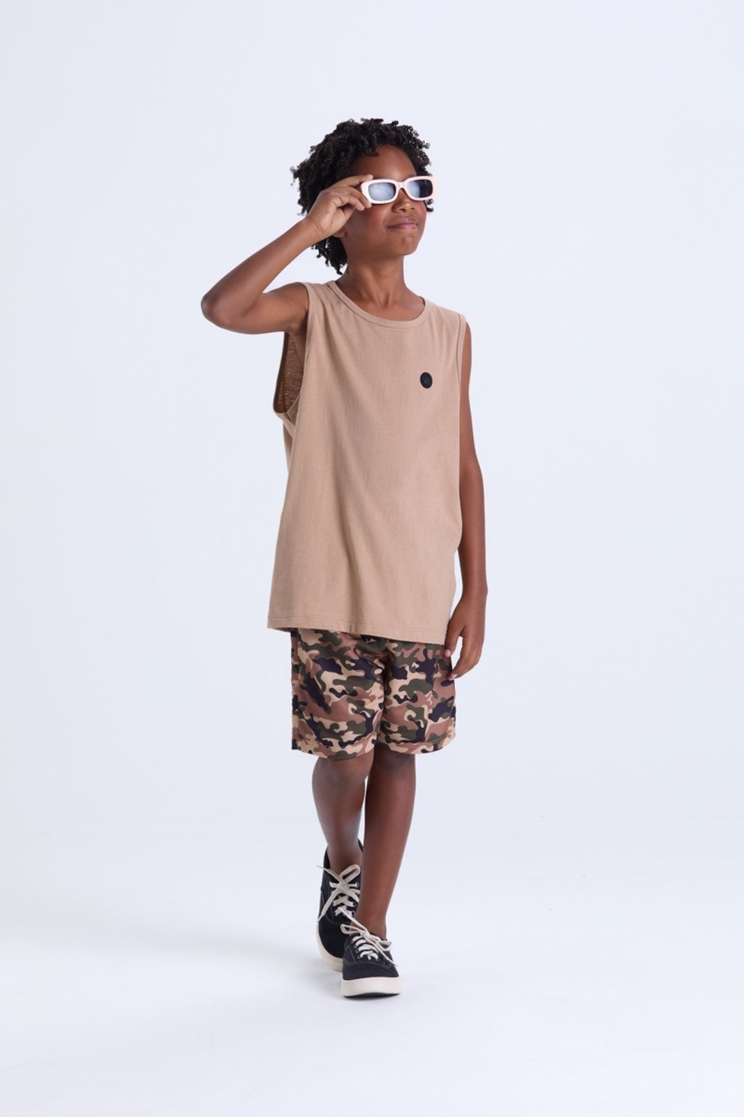 Infantil – Conjunto de Verão Regata e Bermuda Camuflada