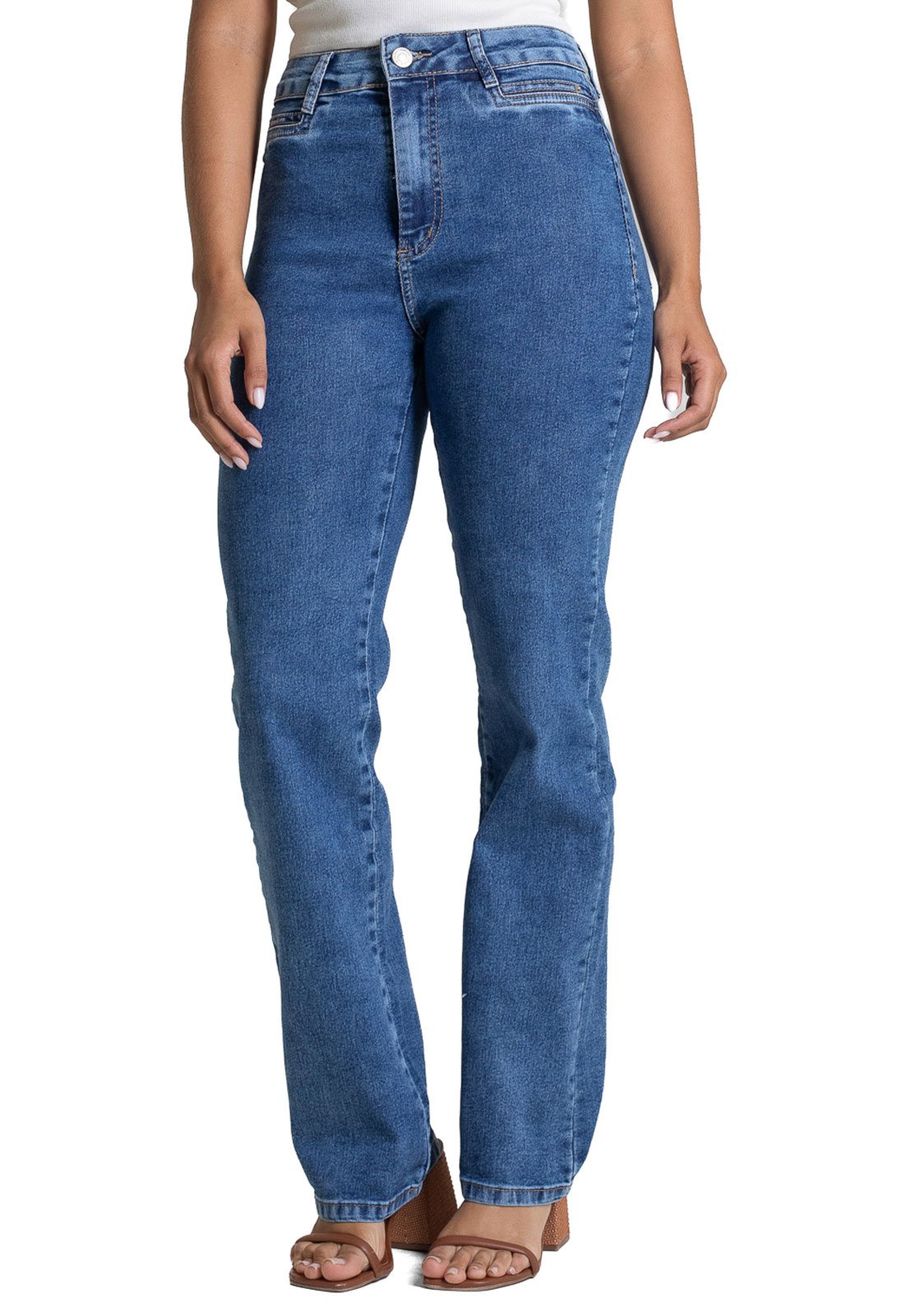 Calça Jeans Feminina Sawary Reta Azul