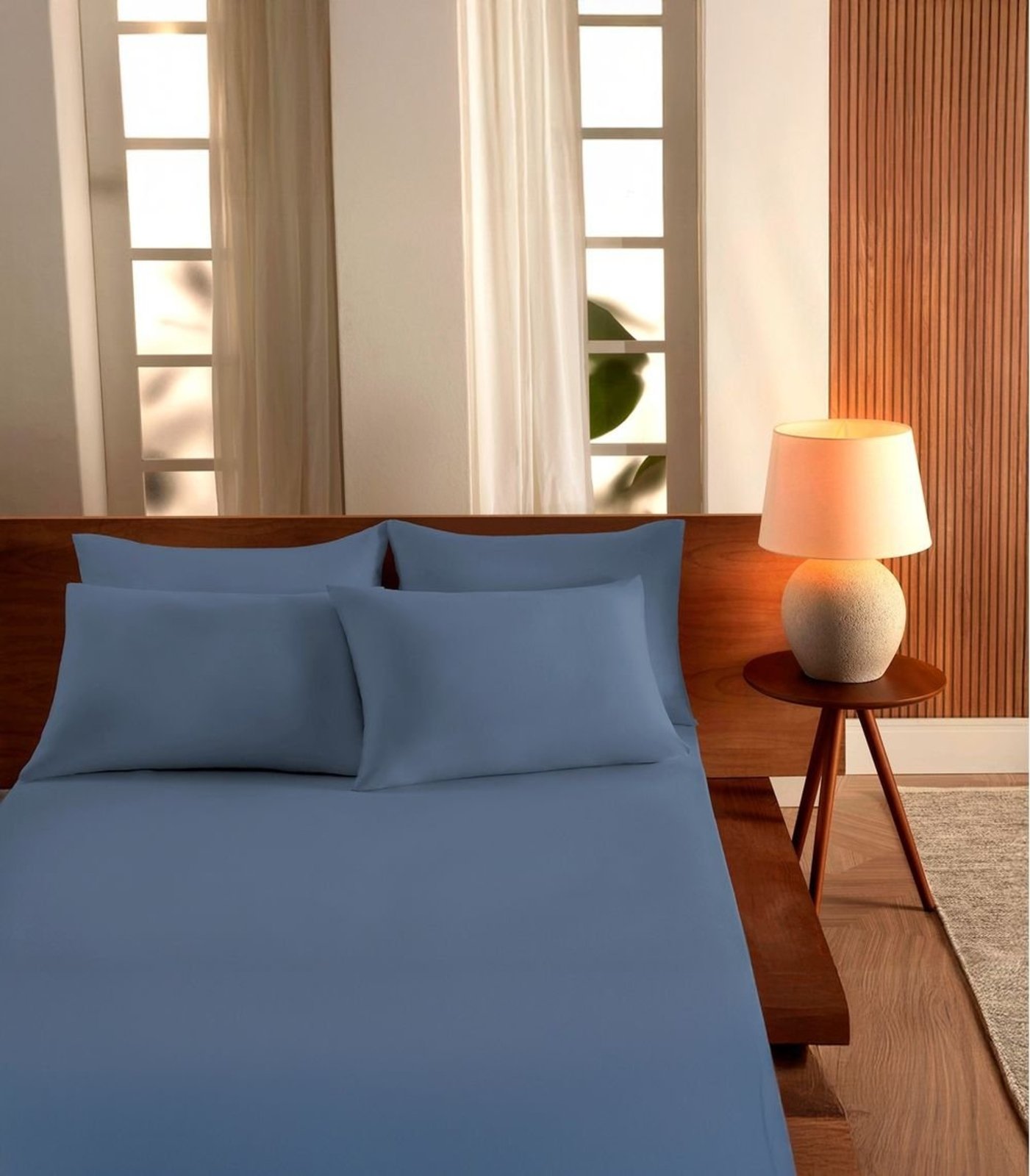 Jogo De Cama King Malha 3 Peças Liso Vivaldi Azul
