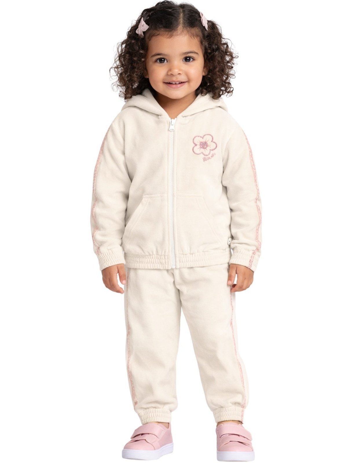 Infantil - Conjunto Menina Blusa e Calça Plush Brandili Flor Off White