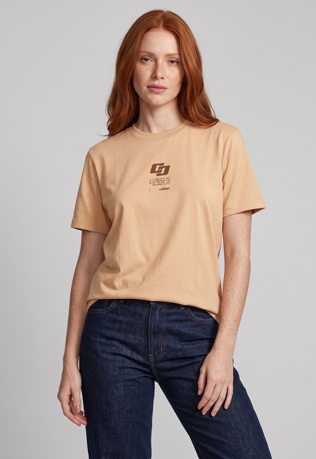 Camiseta Feminina Colcci Logo Bege