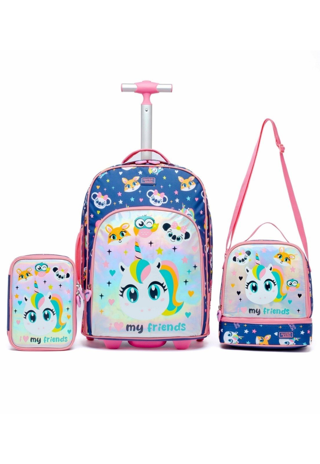 Infantil - Kit Escolar Guelph Mochila Rodinha Lancheira Estojo Unicórnio