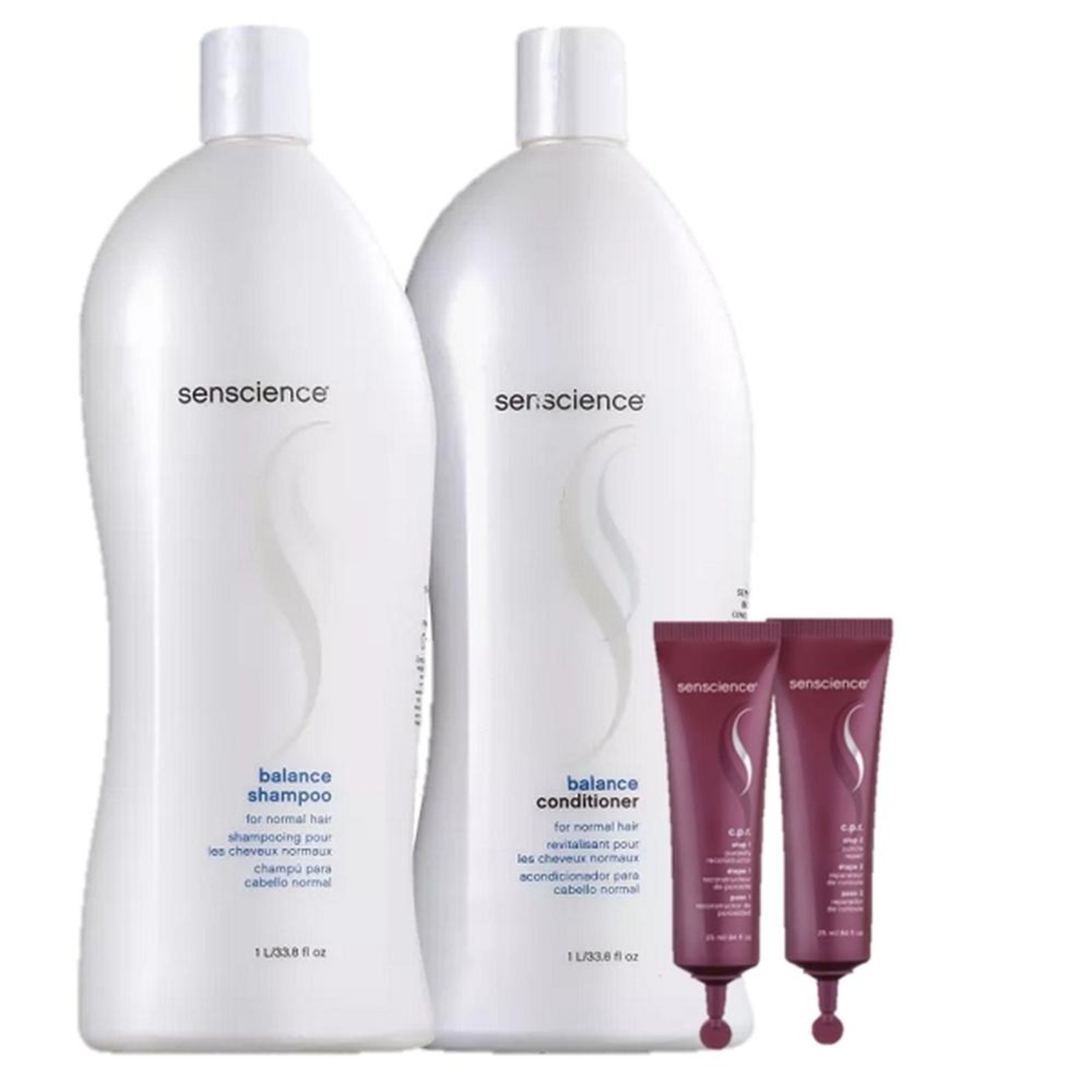 Vista 2 Senscience Balance Duo 1L e CPR Tratamento Reconstrutor 25ml multicolorido Senscience multicolorido
