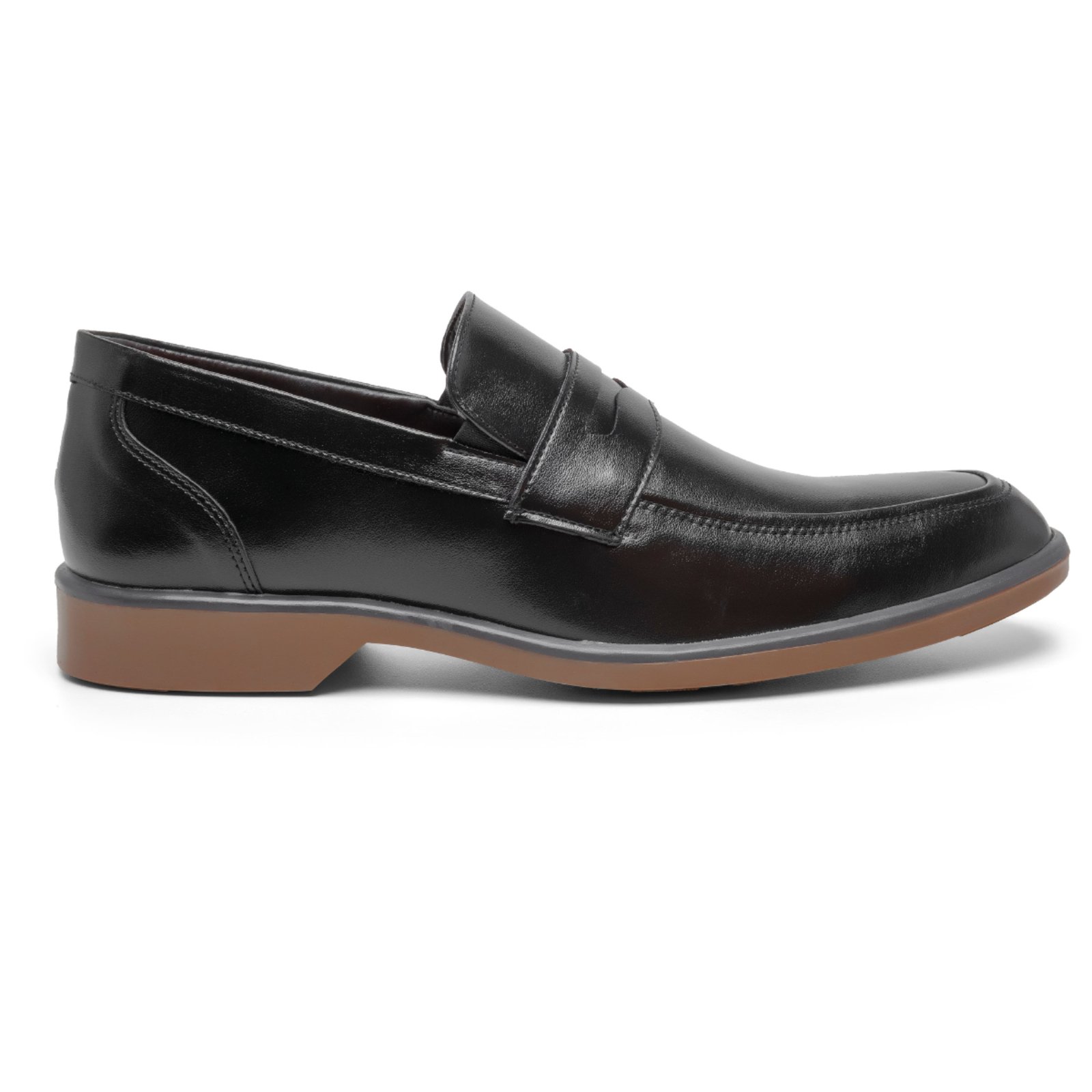 Sapato Social Masculino Miuzzi Bico Oval Clássico Sem Cadarço Salto Baixo Preto Com Solado Marrom