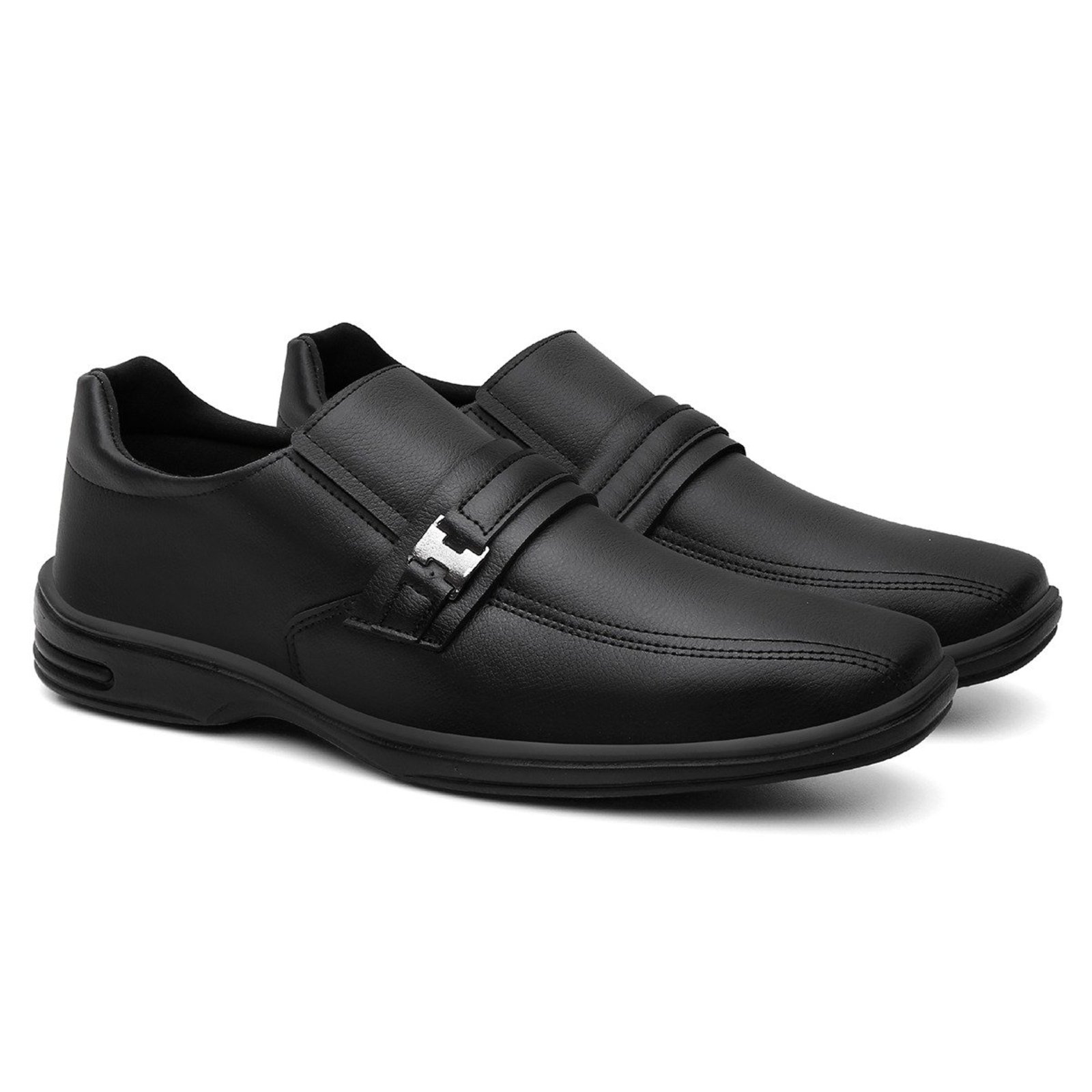 Sapato Social Masculino Anna Andrade Mocassim Conforto Versátil Dia a Dia Slip On Casual Preto