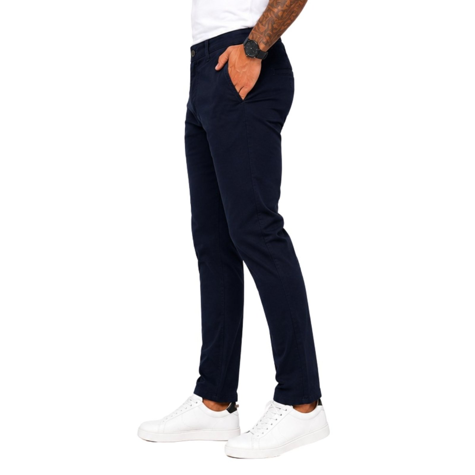 Calça Masculina Slim em Sarja Premium Casual Conforto e Elegância Marinho