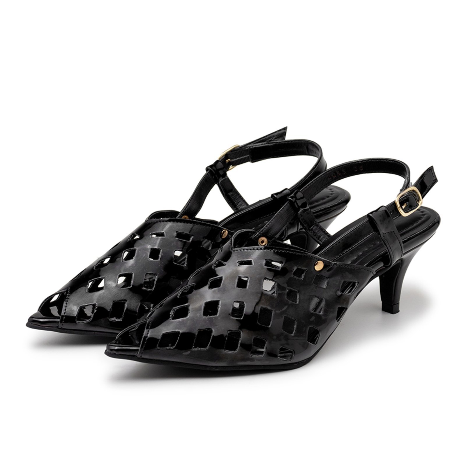 Scarpin Feminino Salto Baixo Fino Slingback 6033 Verniz Preto