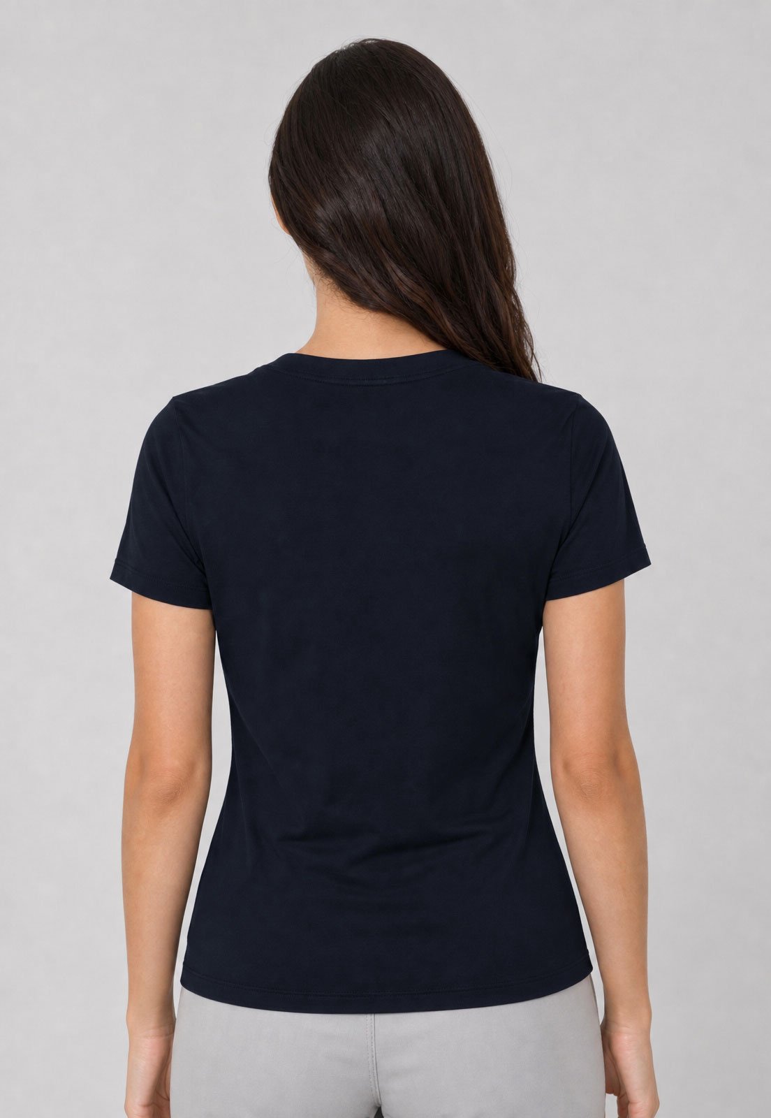 Vista 3 Camiseta Feminina Tommy Jeans Slim Decote V Preta preto Tommy Jeans preto