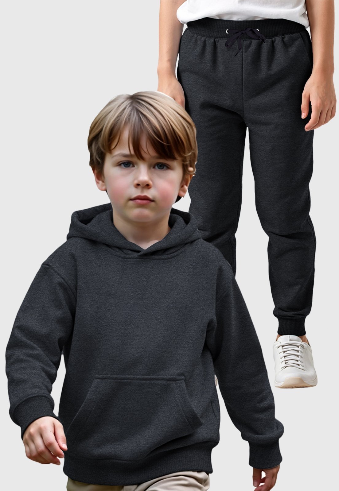 Infantil – Conjunto Moletom Canguru e Calça Menino Benellys Chumbo