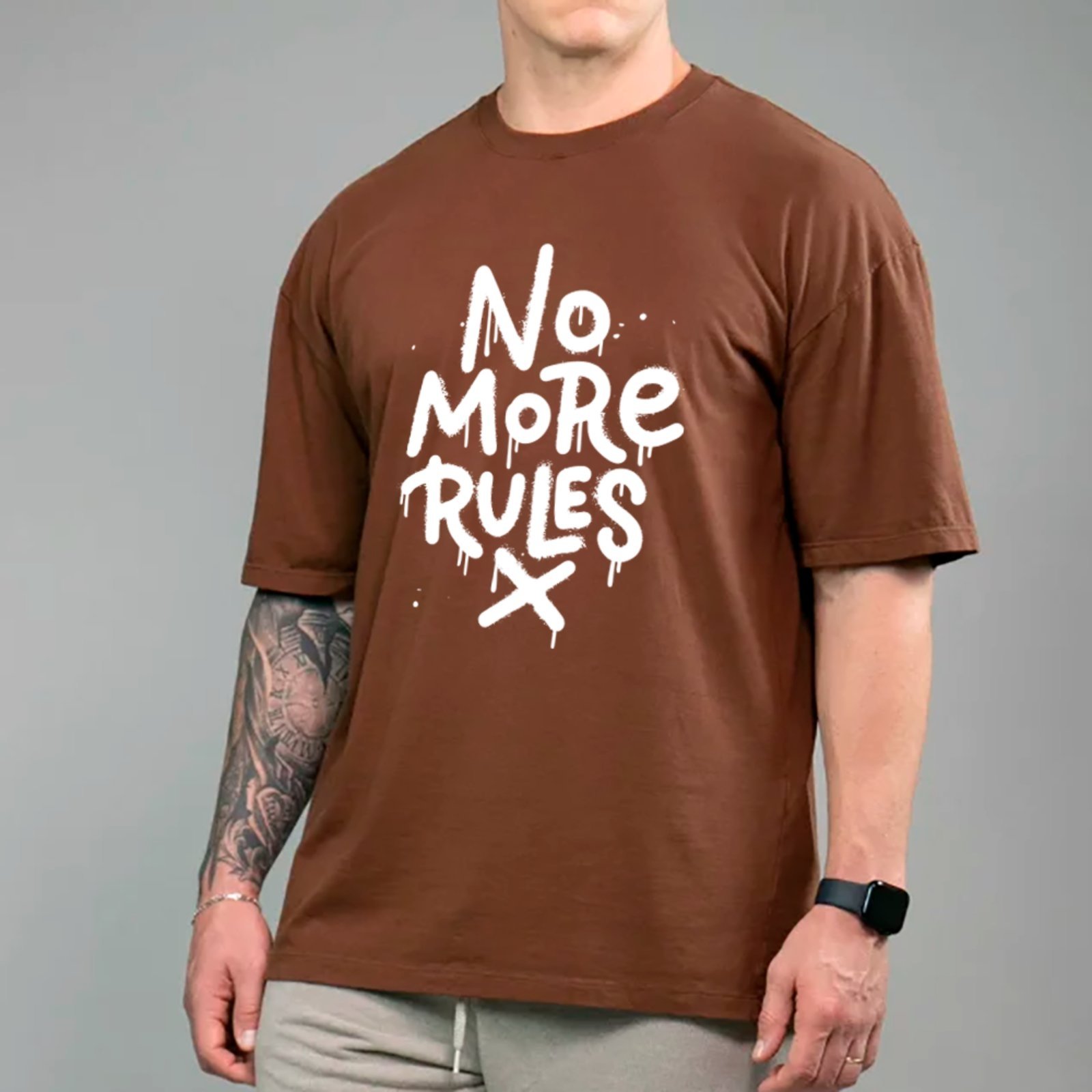 Camiseta Ousy Unissex No More Rules Básica Marrom