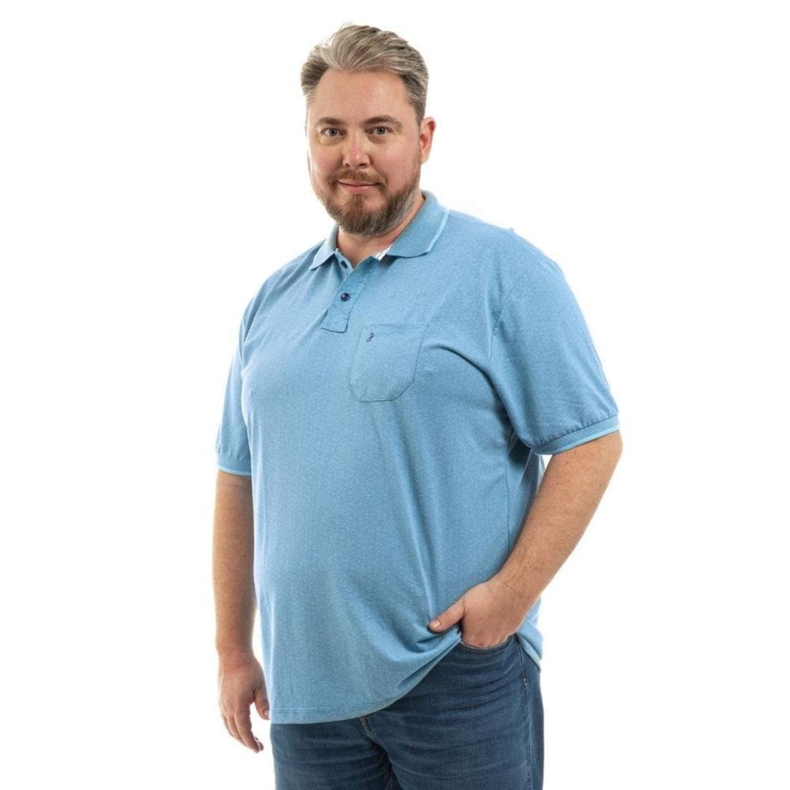 Camisa Polo Masculina Plus Com Bolso Dia a Dia