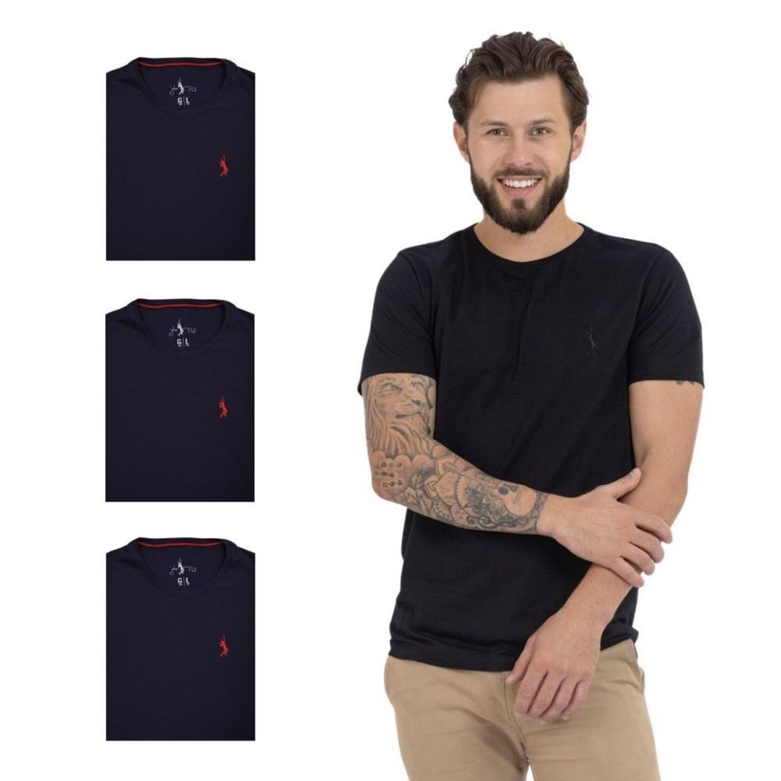 Kit 4 Camiseta Básica Casual Masculina Confortável em Malha Leve