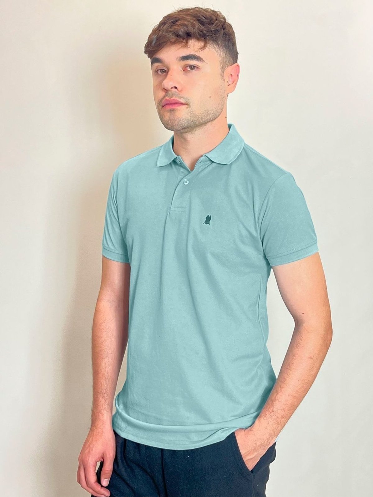 Polo Básica Masculina Com Botões Polo Wear Azul Medio