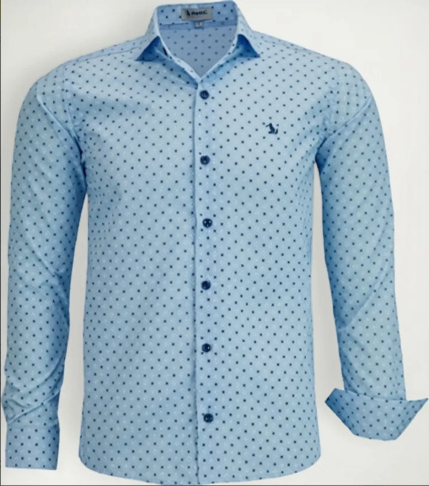 Camisa Social Amil Comfort Park Estampado Poliéster Macia Fácil de Passar Manga Longa Cor08