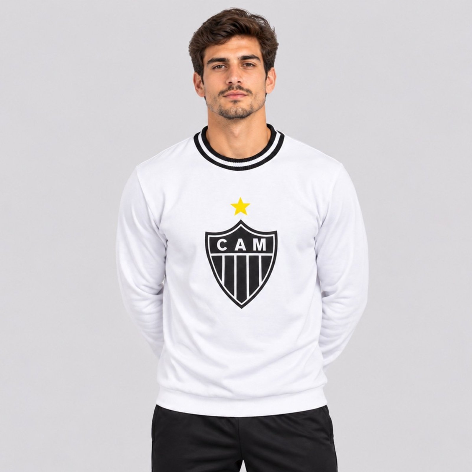 Moletom Atlético Mineiro Retrô Vintage Branco