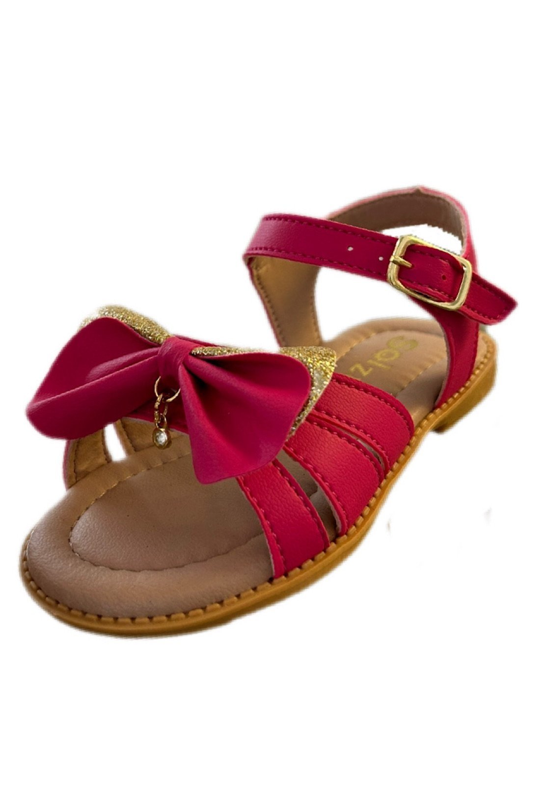 Infantil – Sandália menina infanil Solzim aranha Laço brilhante pink