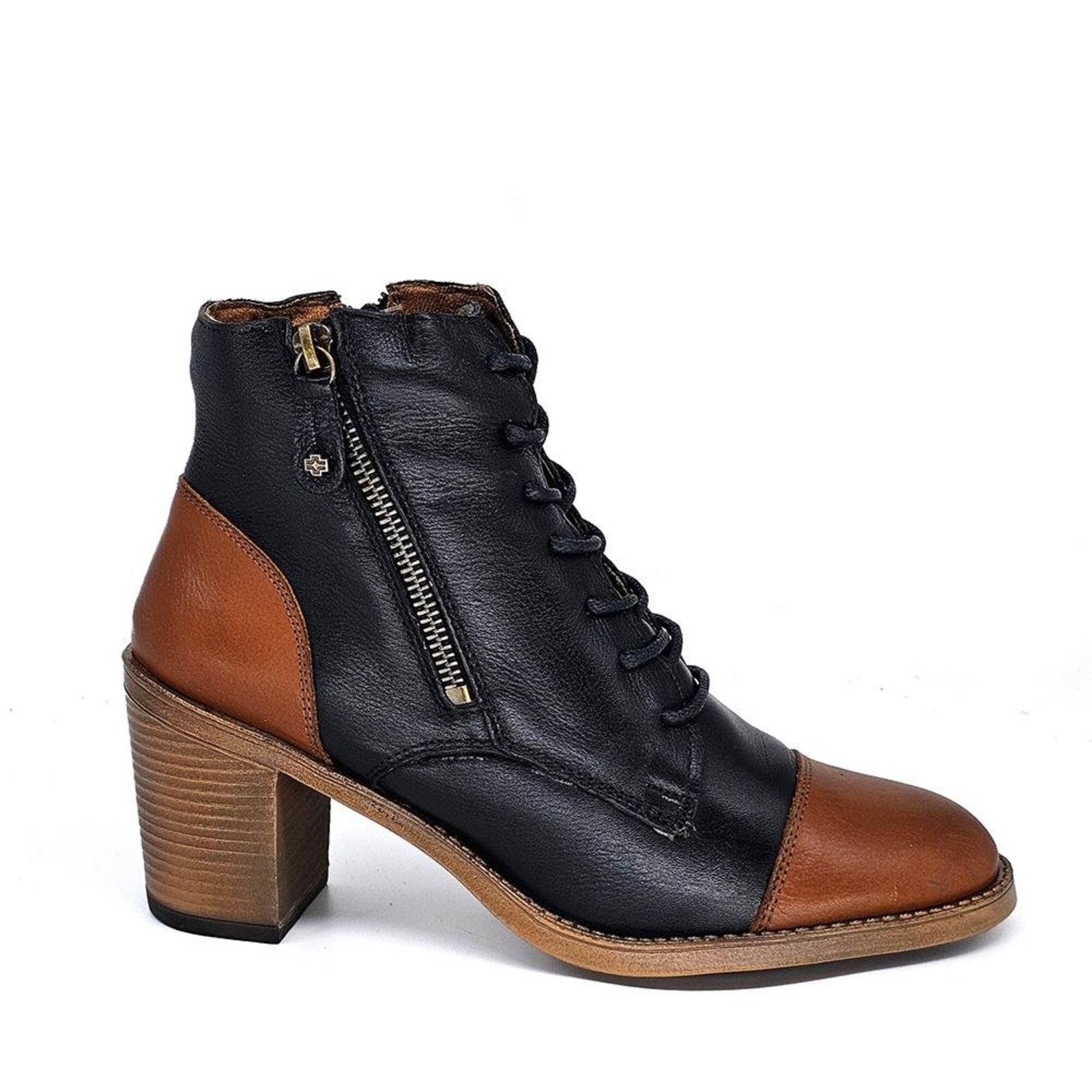 Bota Feminina ELO005 Couro Tan Preto Incolor