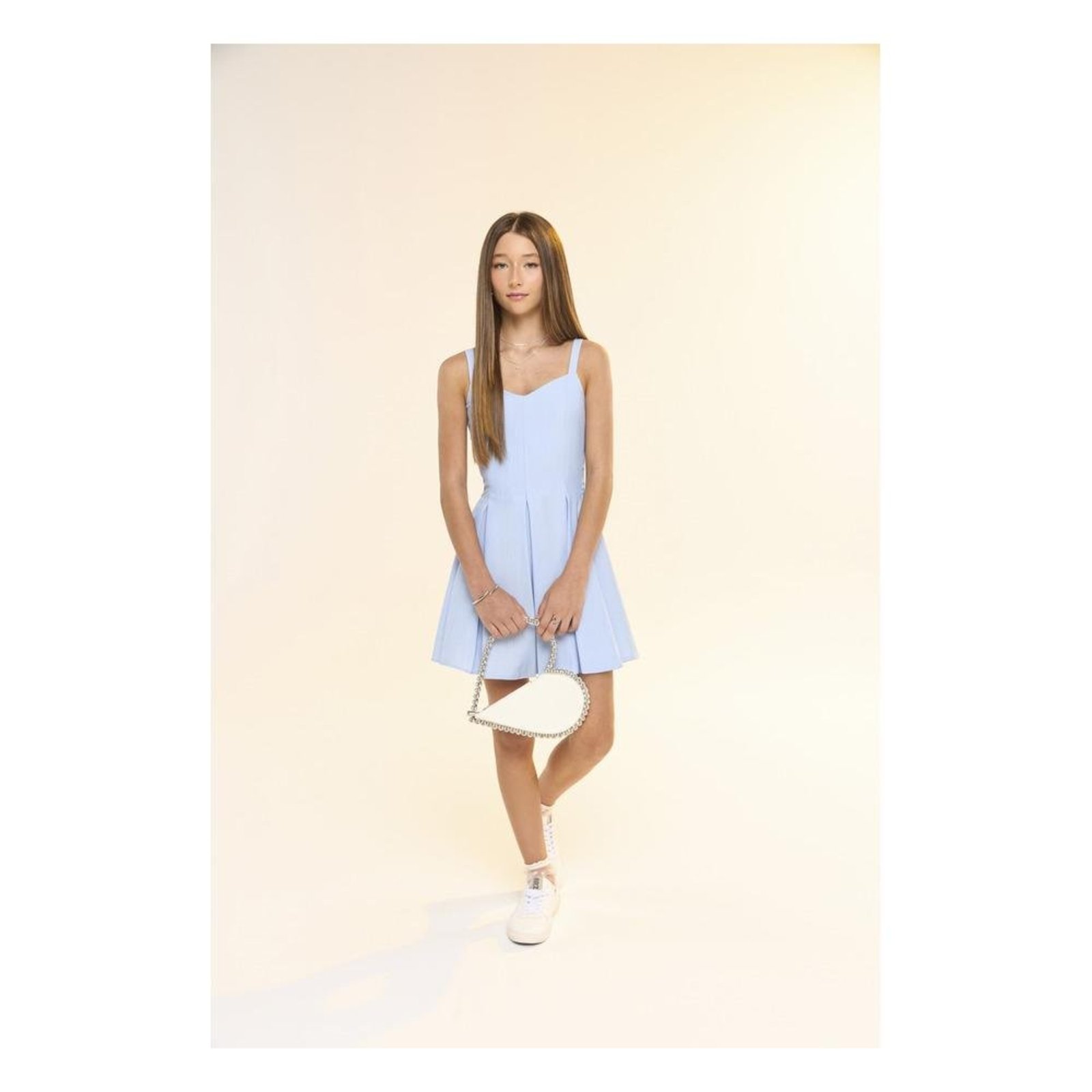 Infantil - Vestido Juvenil Plissado Rodado Alça Bobby Lulu Azul 16 Azul