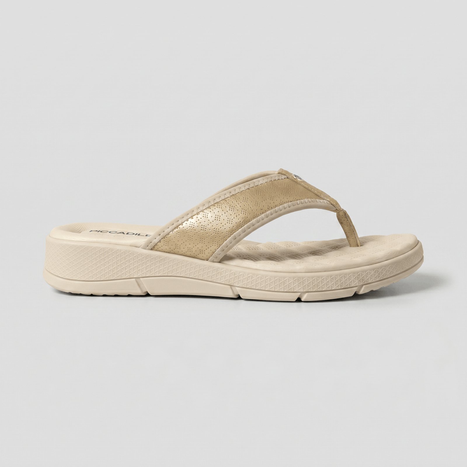 Chinelo Esporão Salto Médio Ouro com Marfim