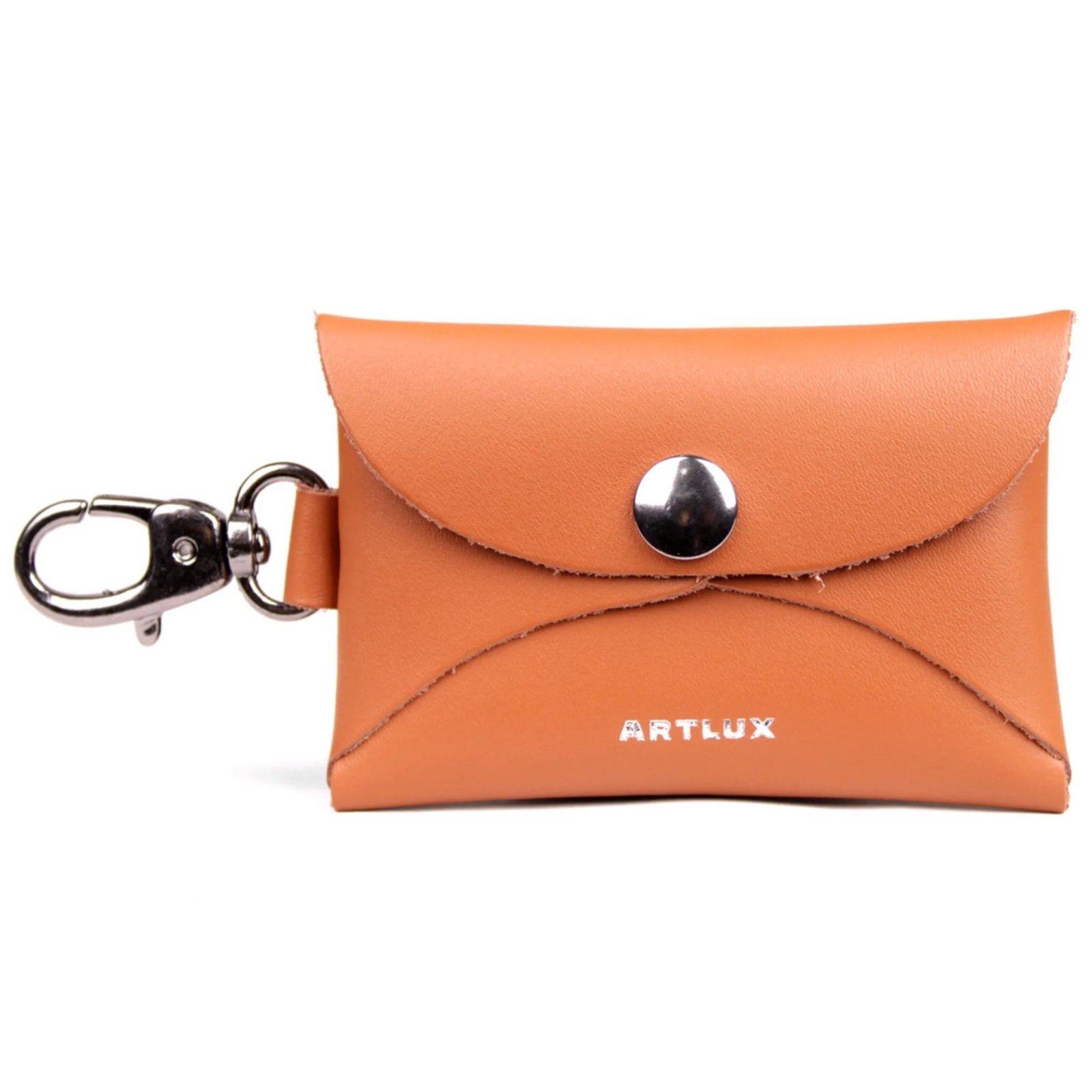 Chaveiro Charm Bag Porta Moedas Notas e Cartões em Couro Artlux 516 Caramelo