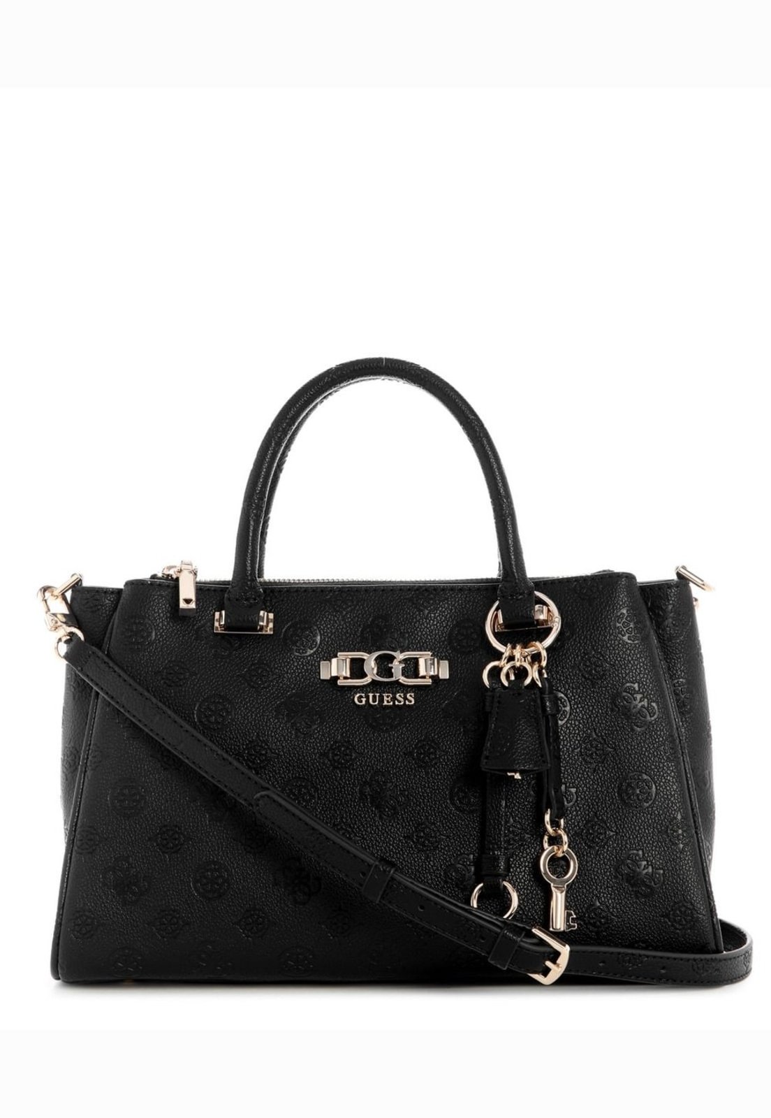 Bolsa Anise Triple Comp Satchel Preto Guess