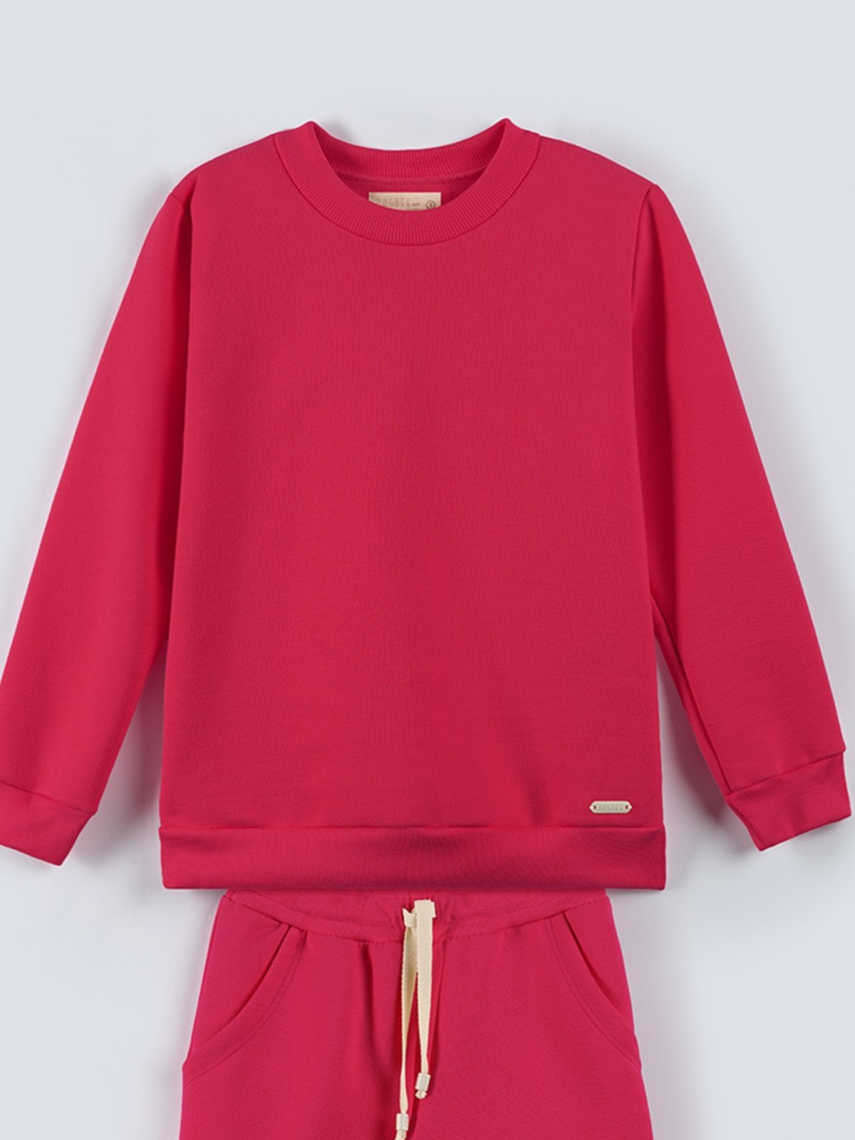 Vista 3 Infantil - Conjunto Moletom Bugbee Menina Casaco Manga Longa Gola Redonda e Calça com Bolso e Amarração Frontal Pink Flash rosa Bugbee rosa