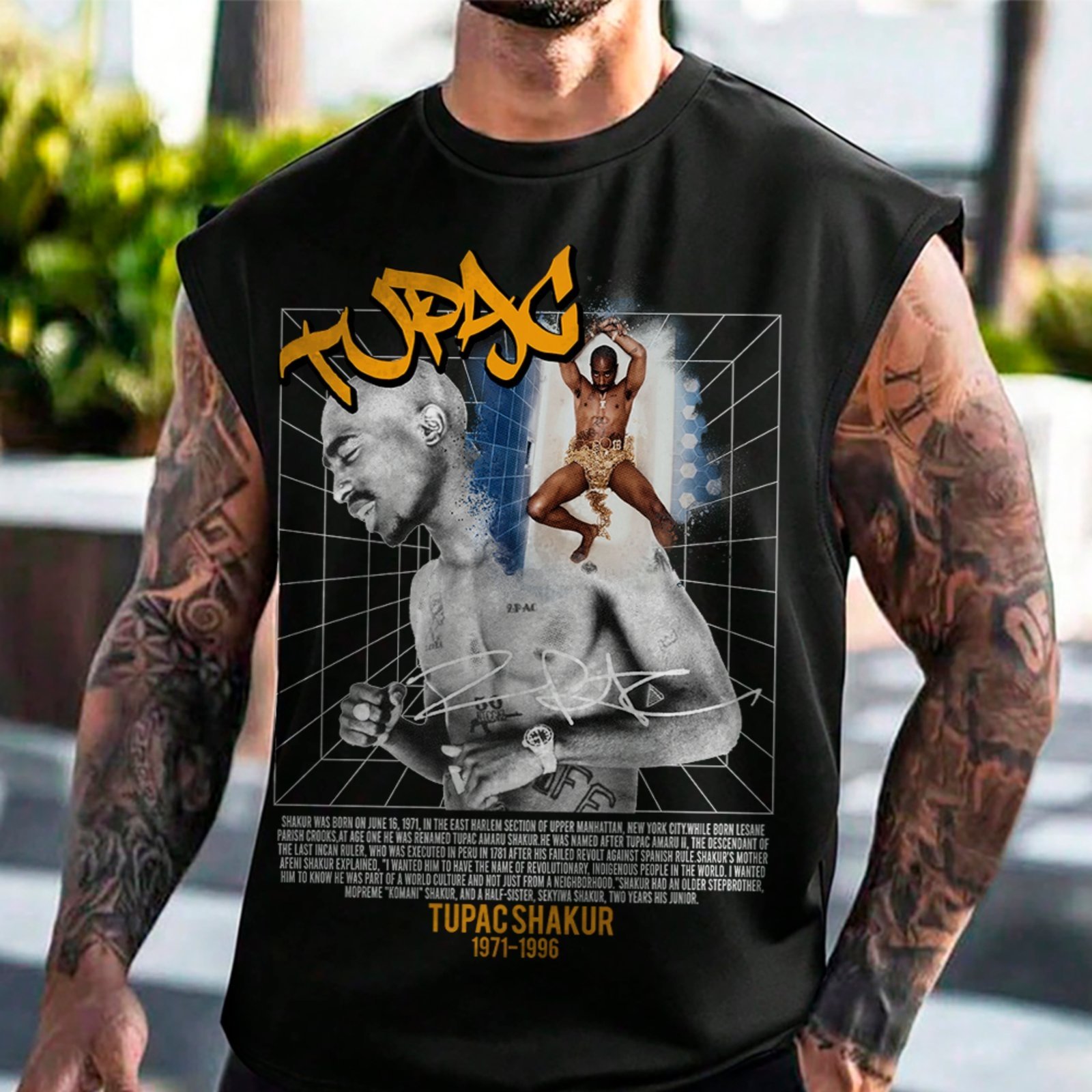Camiseta Regata Machão Tupac Shakur Cultura Hip Hop Preto
