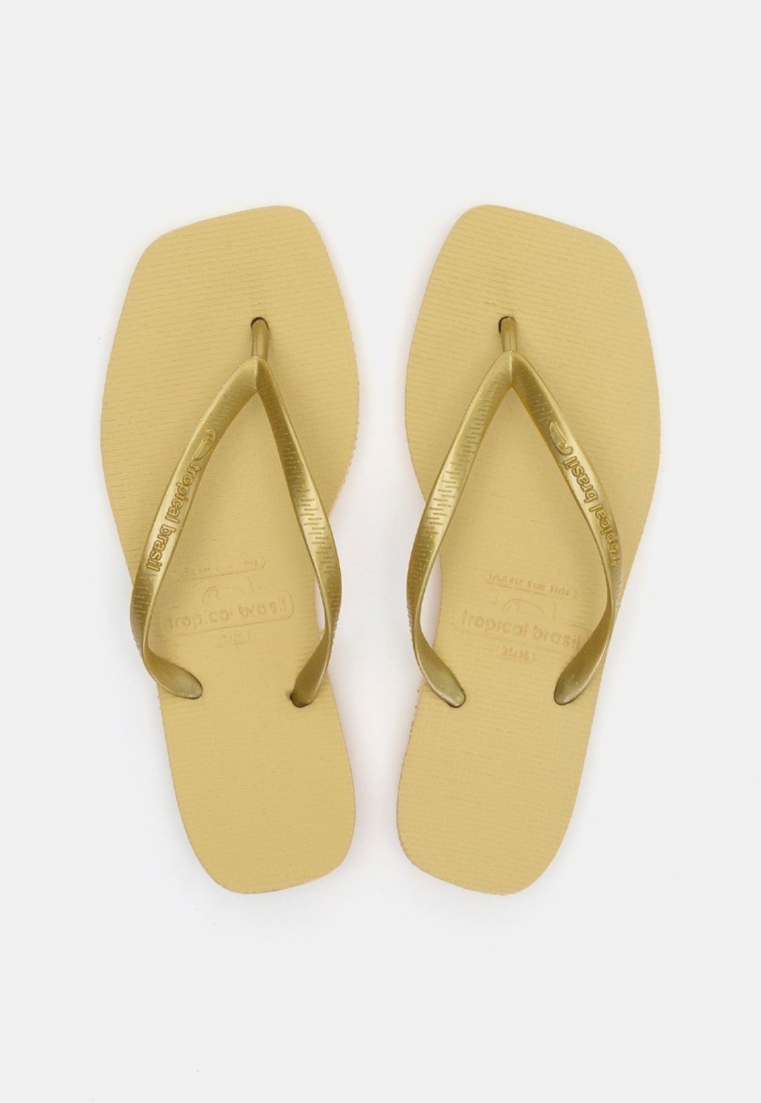 Chinelo Tropical Brasil Quadradinha Perolado Dourado