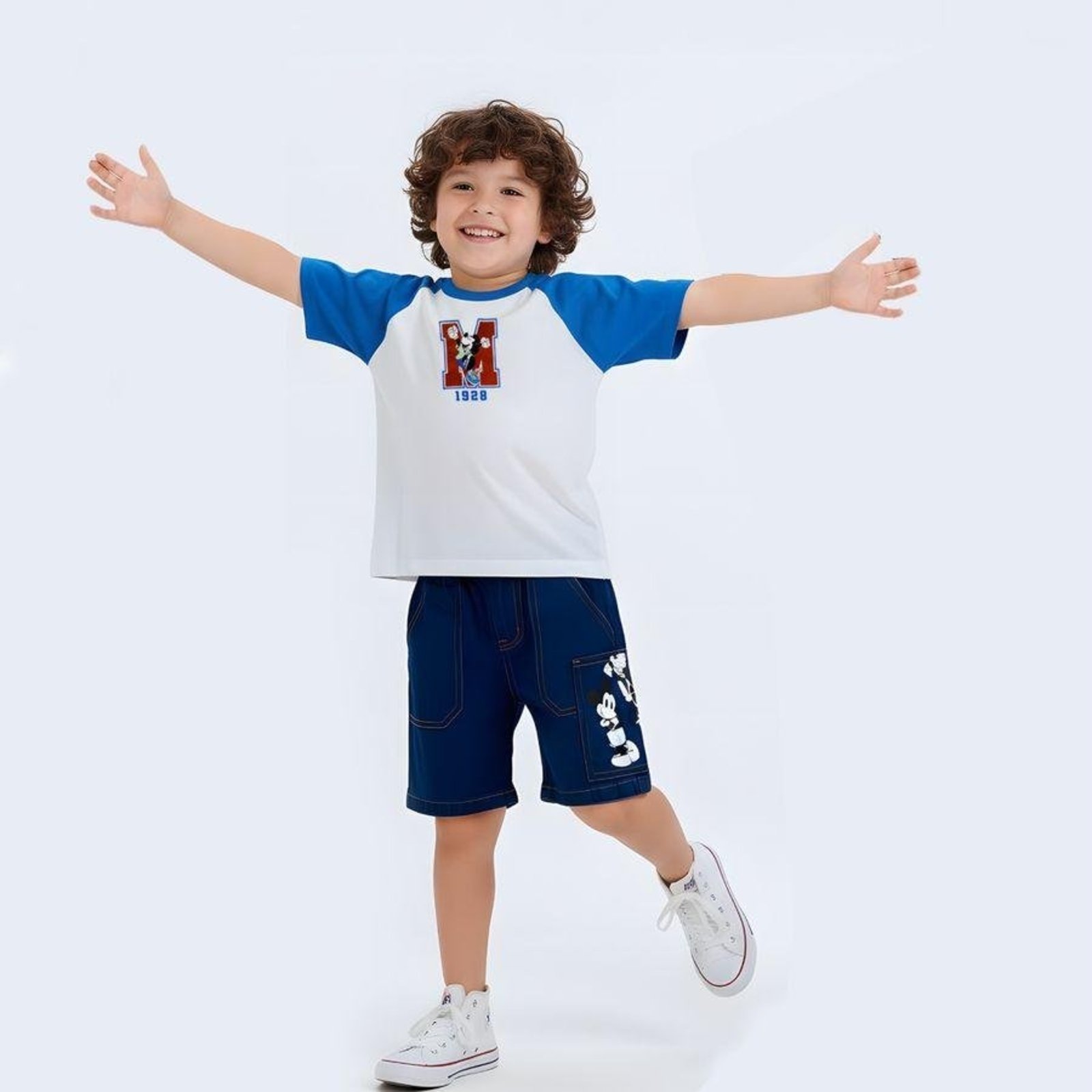 Infantil - Camiseta Mickey Mouse Disney Divertido Estiloso Branco